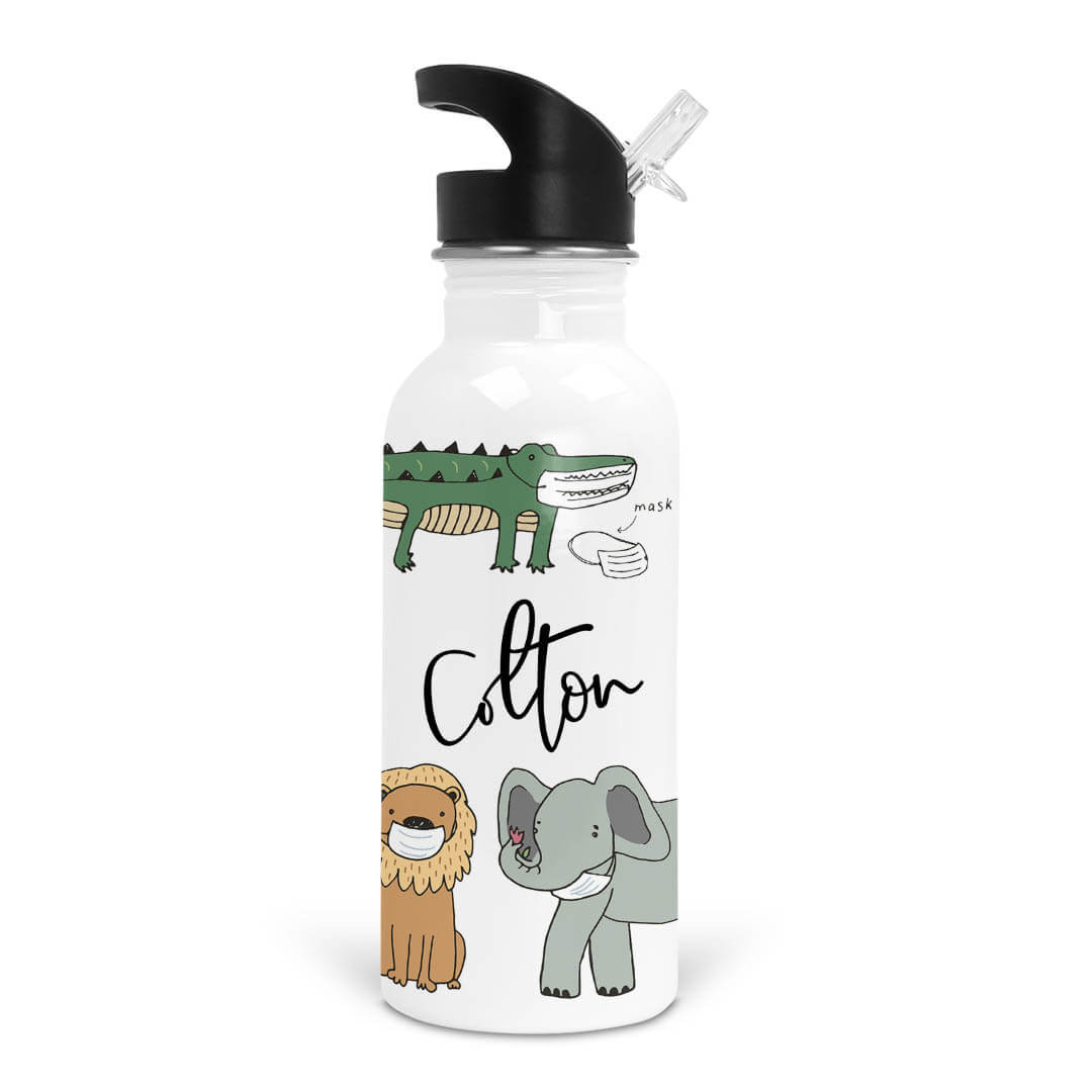  Masked Animal Friends Personalized Kids Water Bottle、mySite、layawaytickets