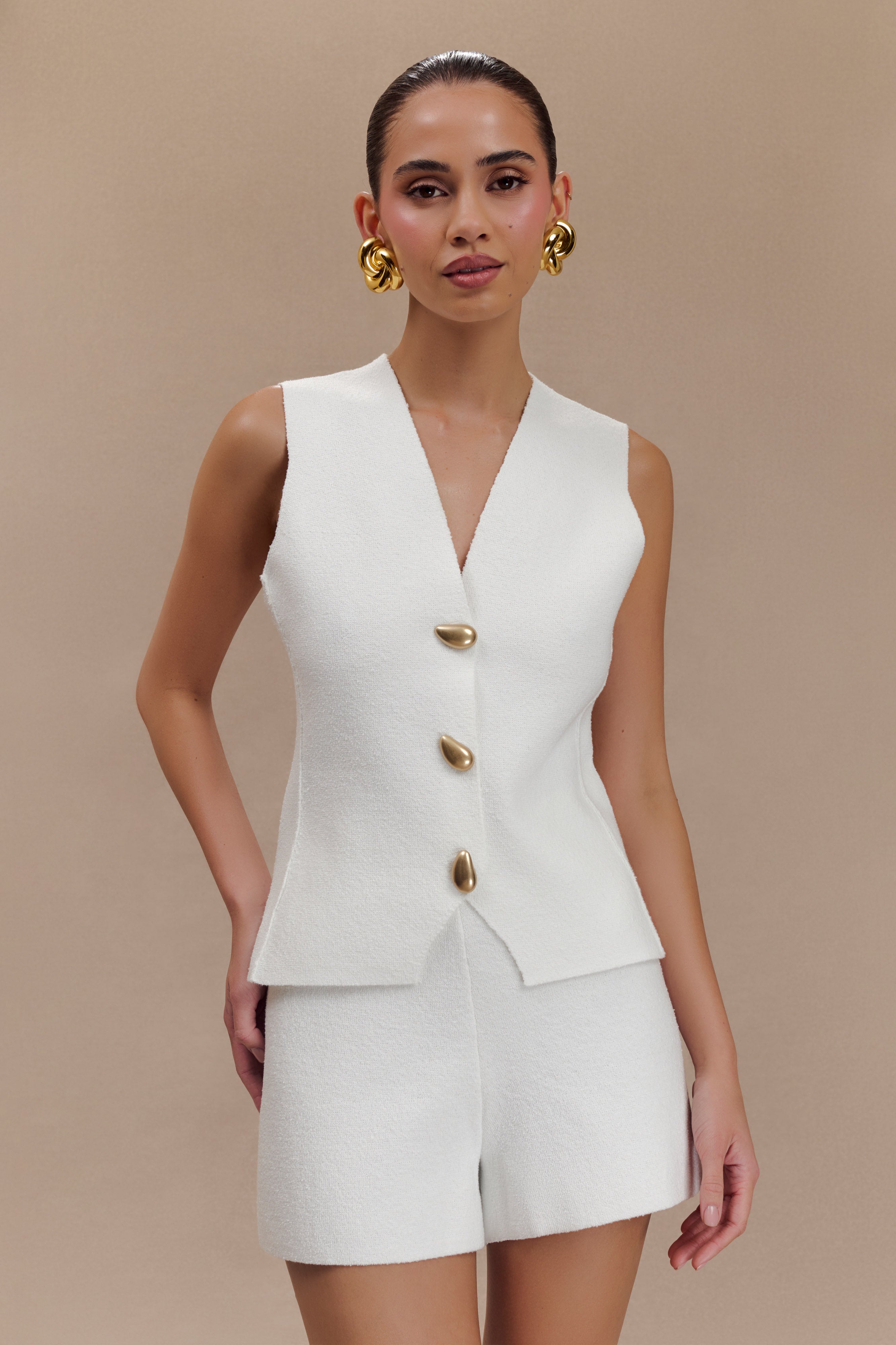 Malika Knit Shorts - White、mySite、solidvoid