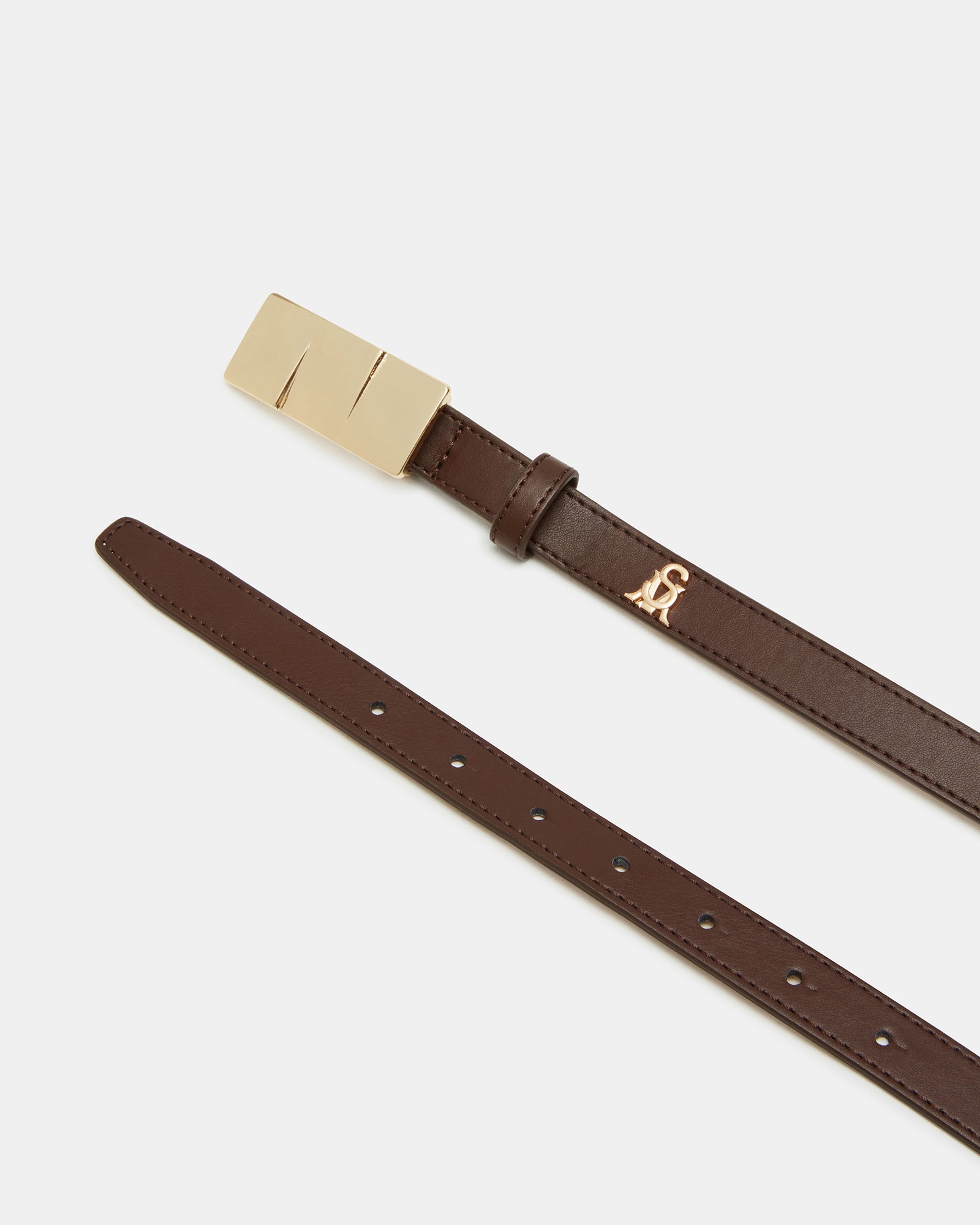 STACKED SQUARE BUCKLE BELT CHOCOLATE、mySite、gtrtttuynbv