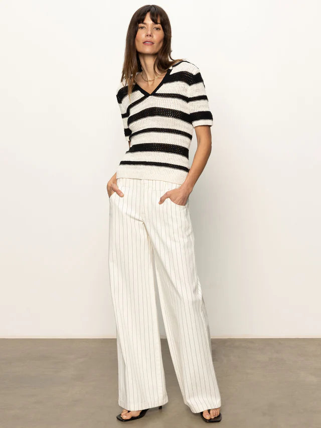 Sanctuary Arden Wide Leg, Bleached White Pinstripe、mySite、noshort