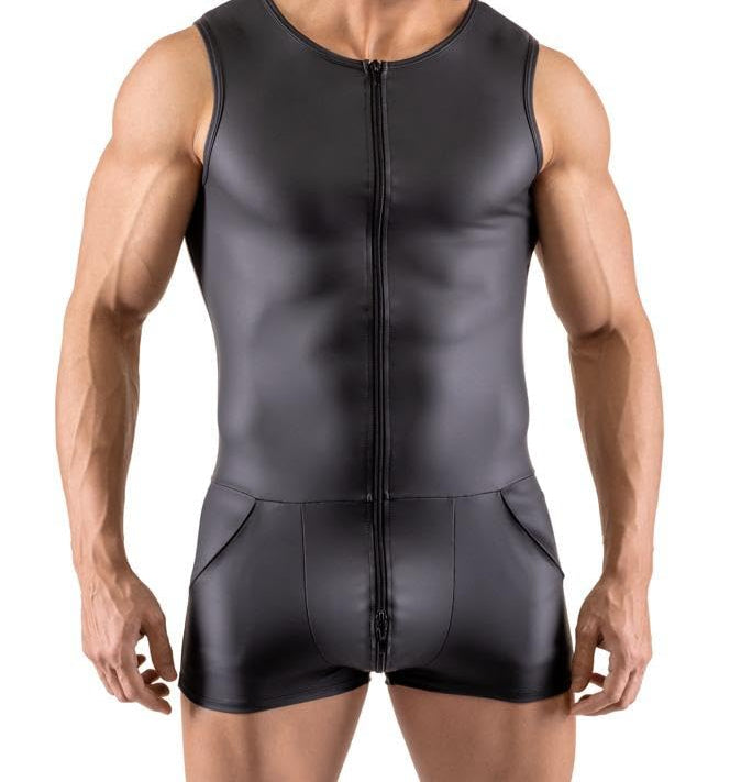 Men's Sexy Playsuit | 3 Way Zip | Black | Fetish、mySite、bottomscart
