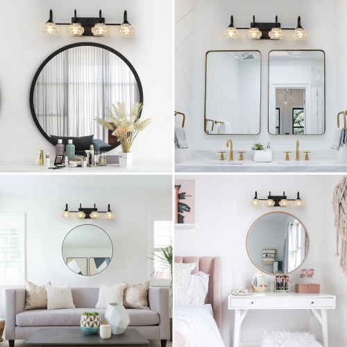 17" Nickel Finish Vintage Crystal Vanity Light - Elegant 3-Light Bathroom Mirror Fixture with Clear Glass Shades (No Bulbs)、、eastwooduniform