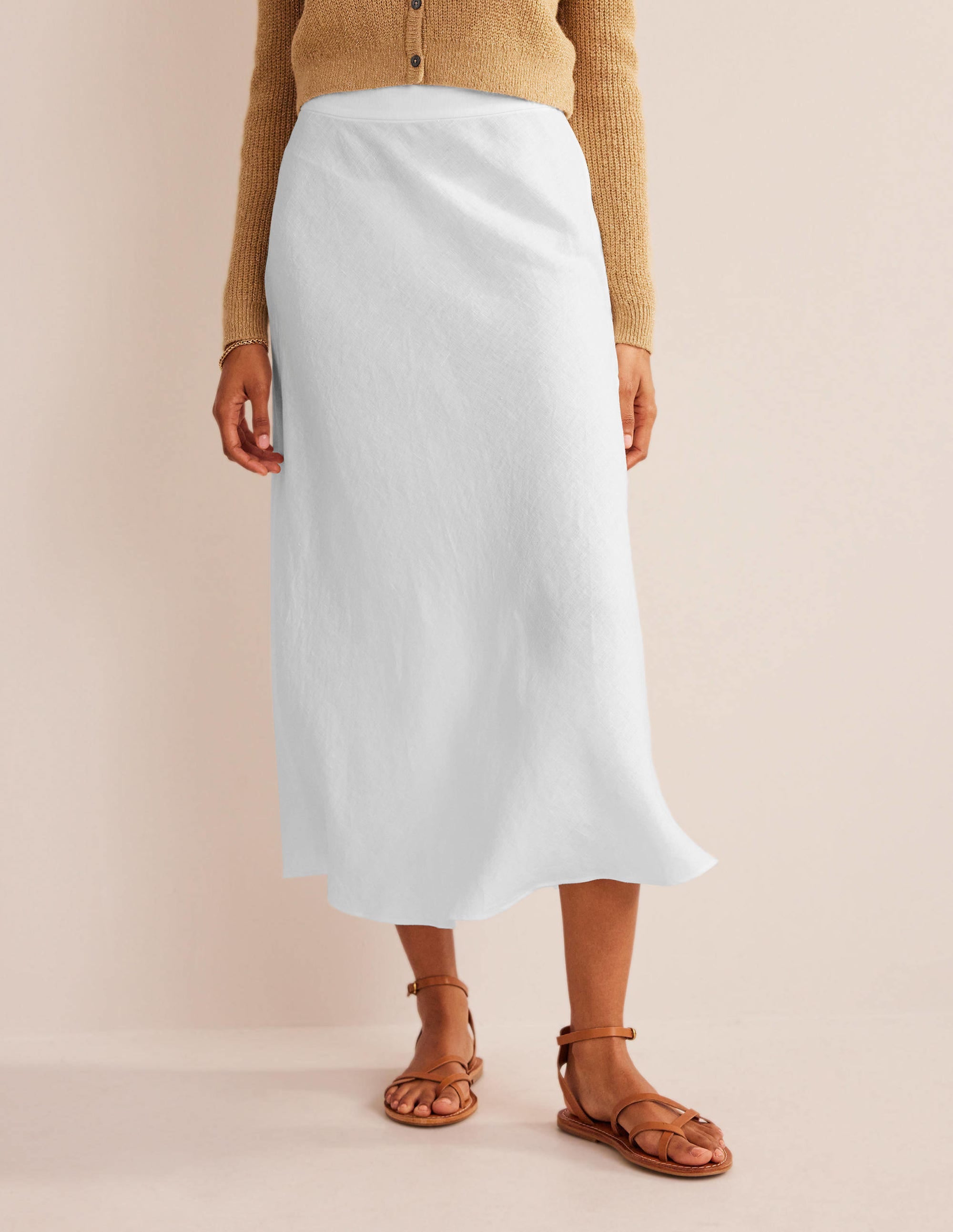  Bias Linen Midi Skirt-White、mySite、ashleygrahame