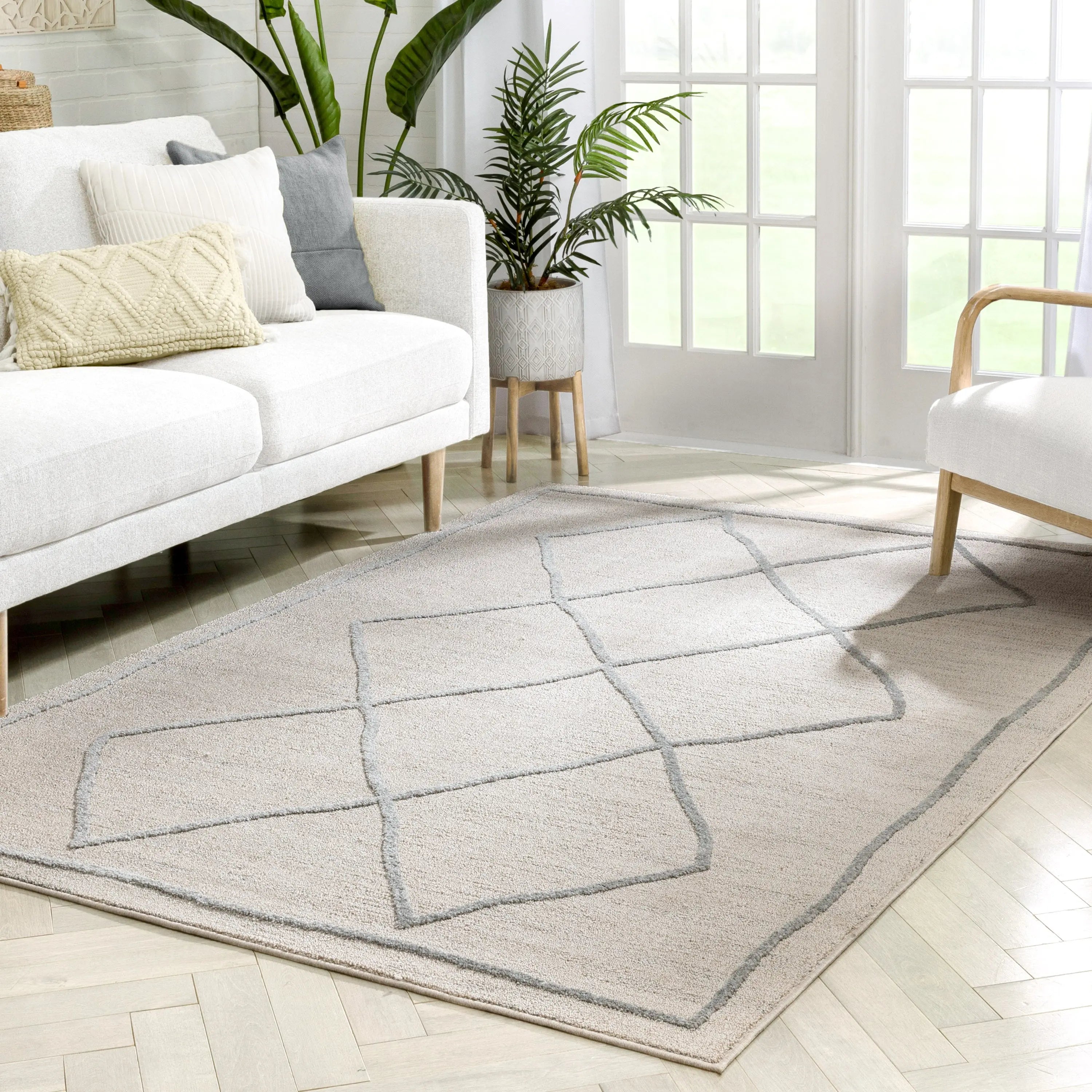 Cora Moroccan Lattice Trellis Beige Looped Pile Rug、mySite、gigharbornorthrealestate