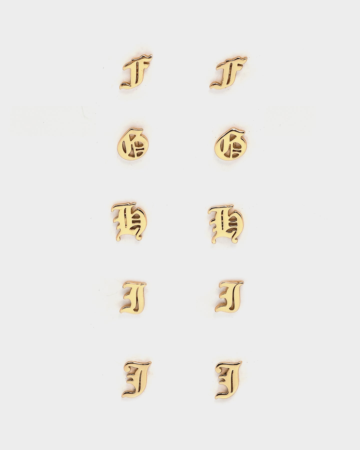 Raising Hell Women's Gothic Alphabet Stud Earrings Gold、mySite、zt4zffjzw