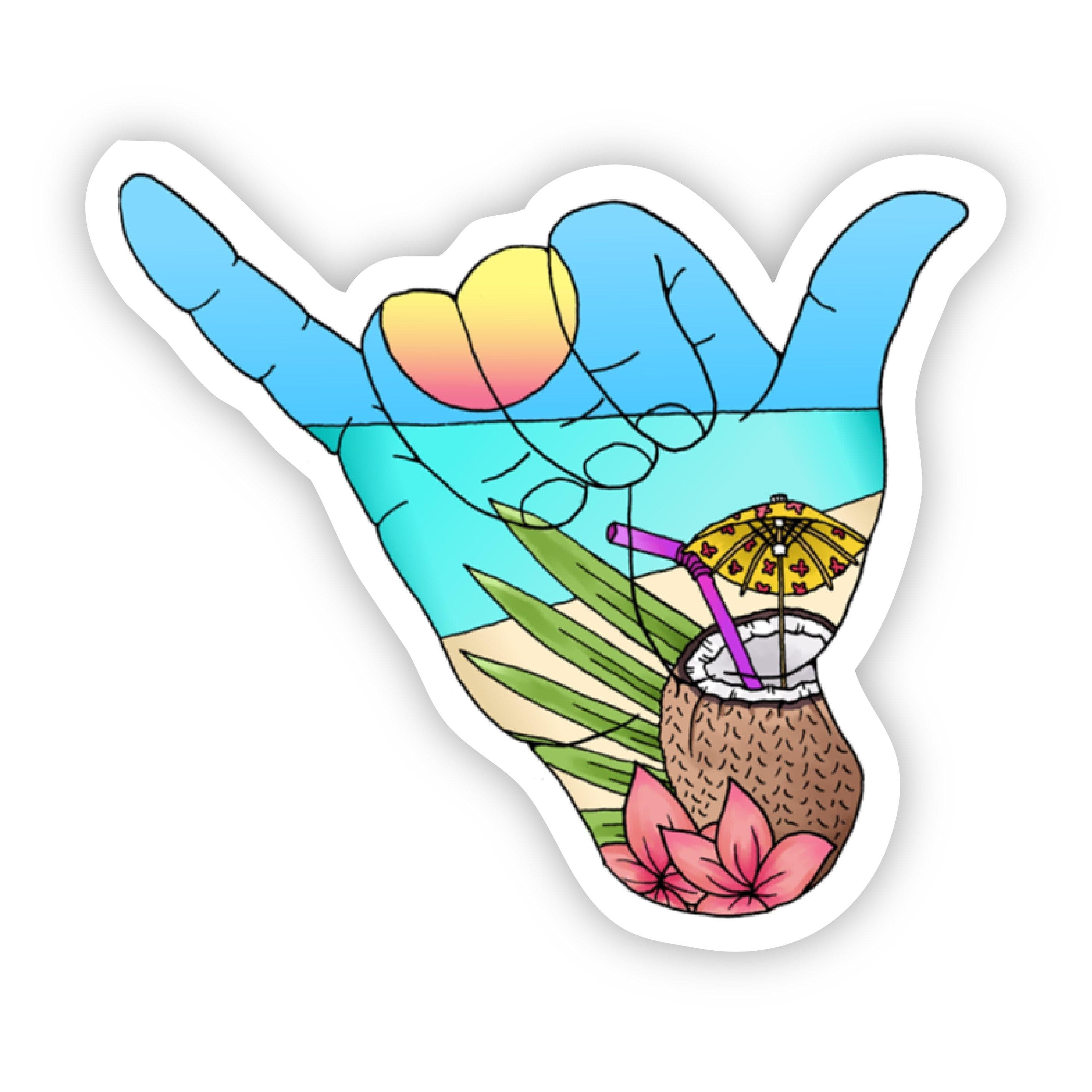  Hang Loose Beach Sticker - coconut、mySite、elrpsem3k