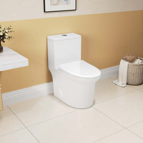 1.1/1.6 GPF Elongated Comfort Height Floor Mounted One-Piece Toilet, CUPC Certified, WaterSense Cetified, Ceramic, White Color, Soft Close Seat、、xpatfood