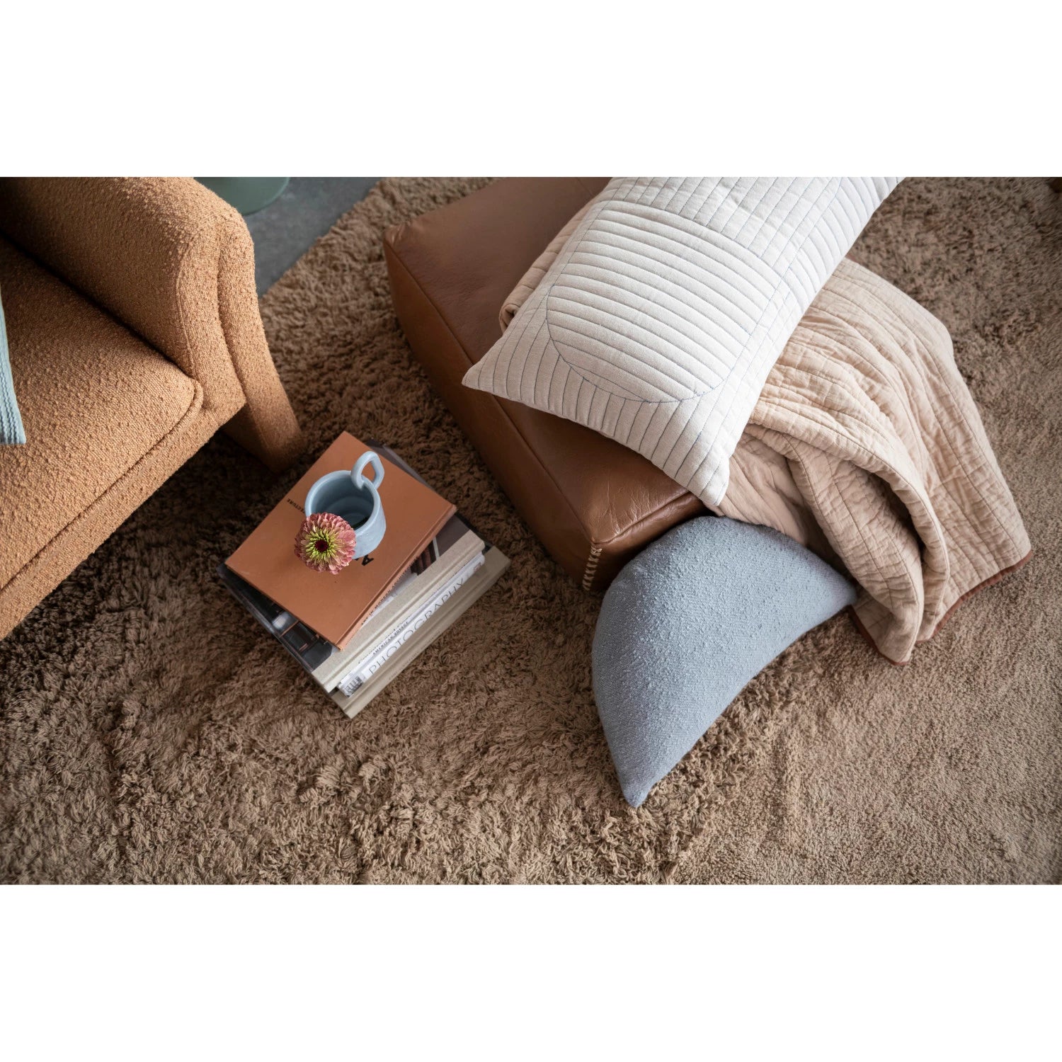  Woven Cotton Slub Half Circle Pillow、mySite、elrpsem3k