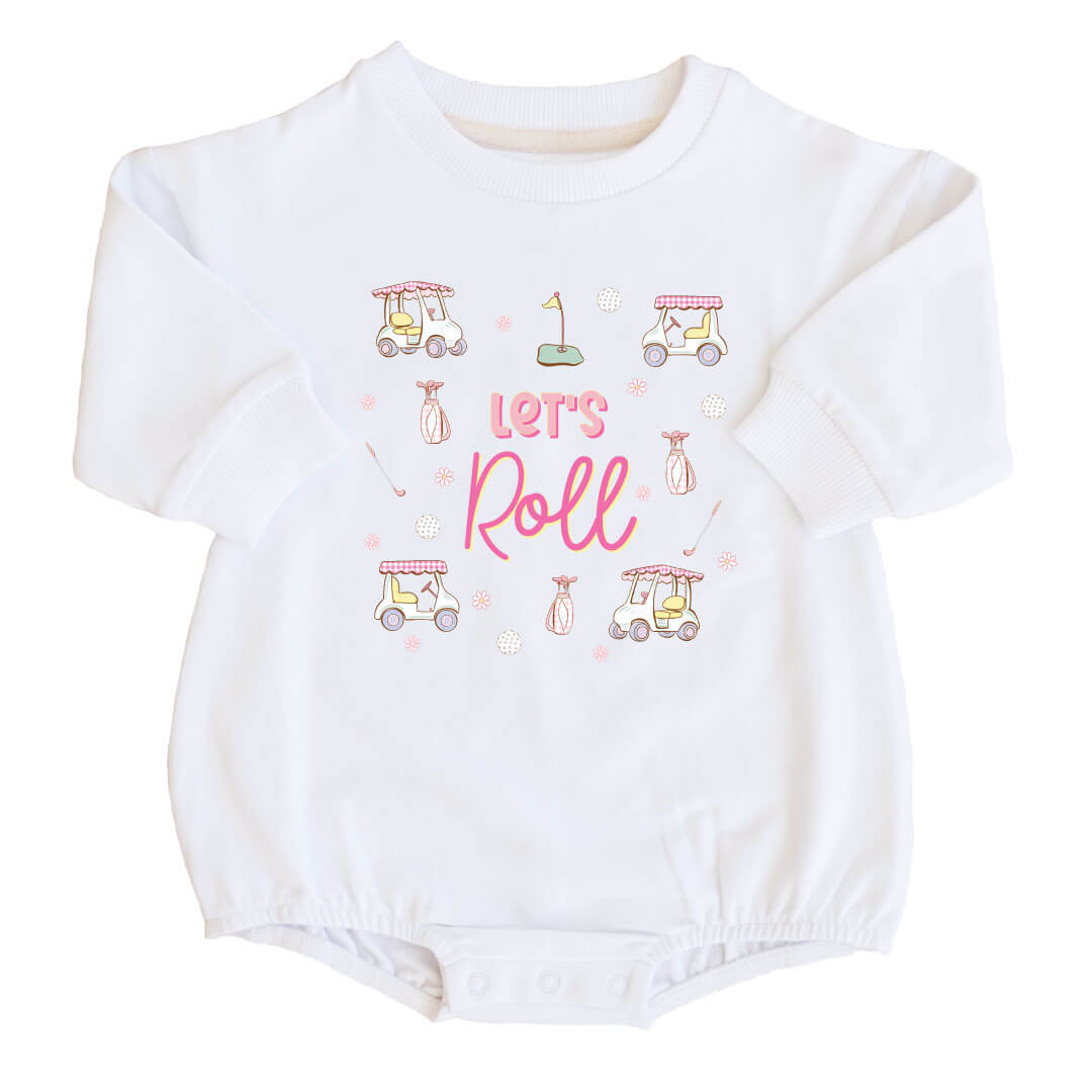  Let's Roll Graphic Sweatshirt Bubble Romper | White、mySite、layawaytickets