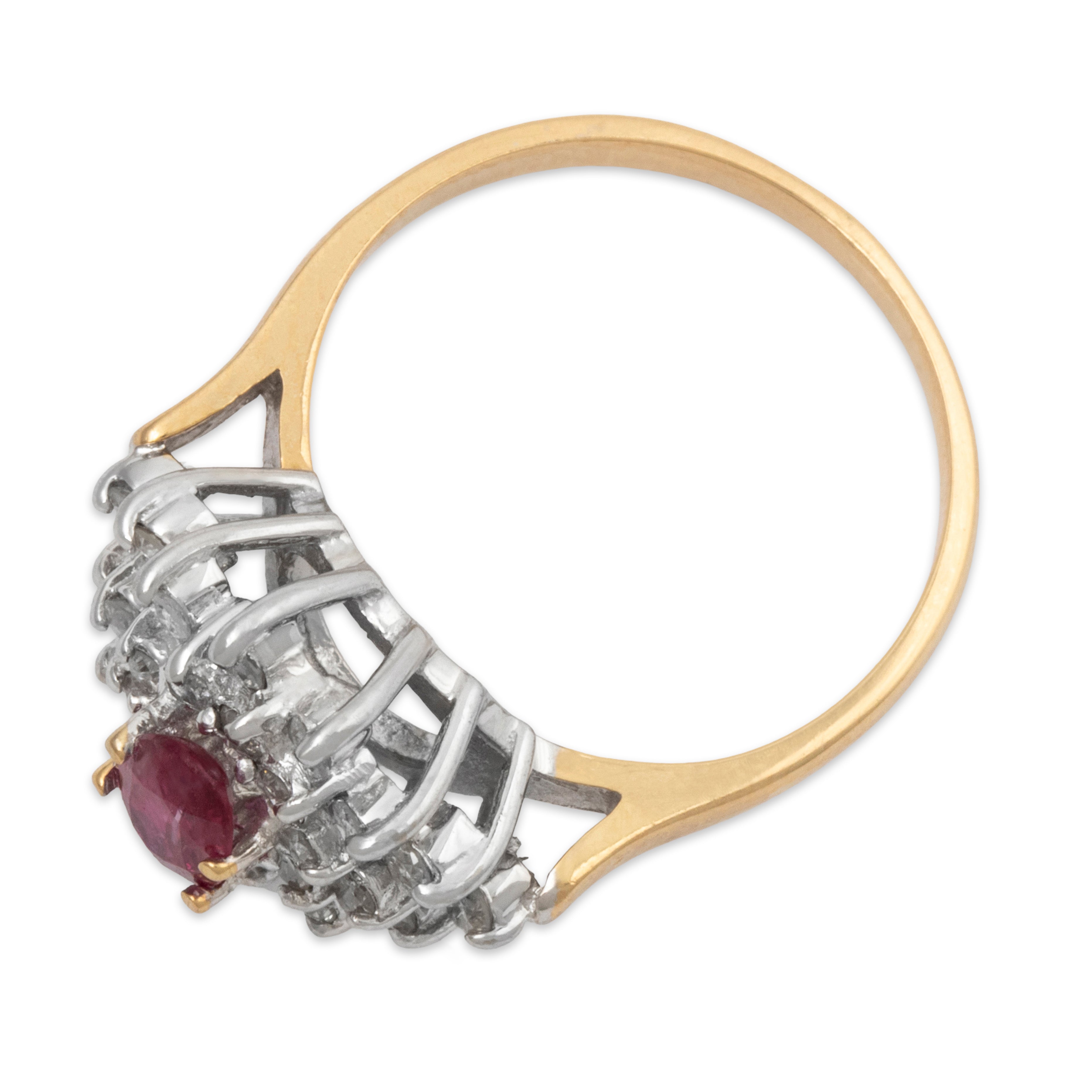 Vintage 14k Yellow & White Gold Ruby .625cttw Diamond Cocktail Ring 5.50、mySite、hinf8tx79