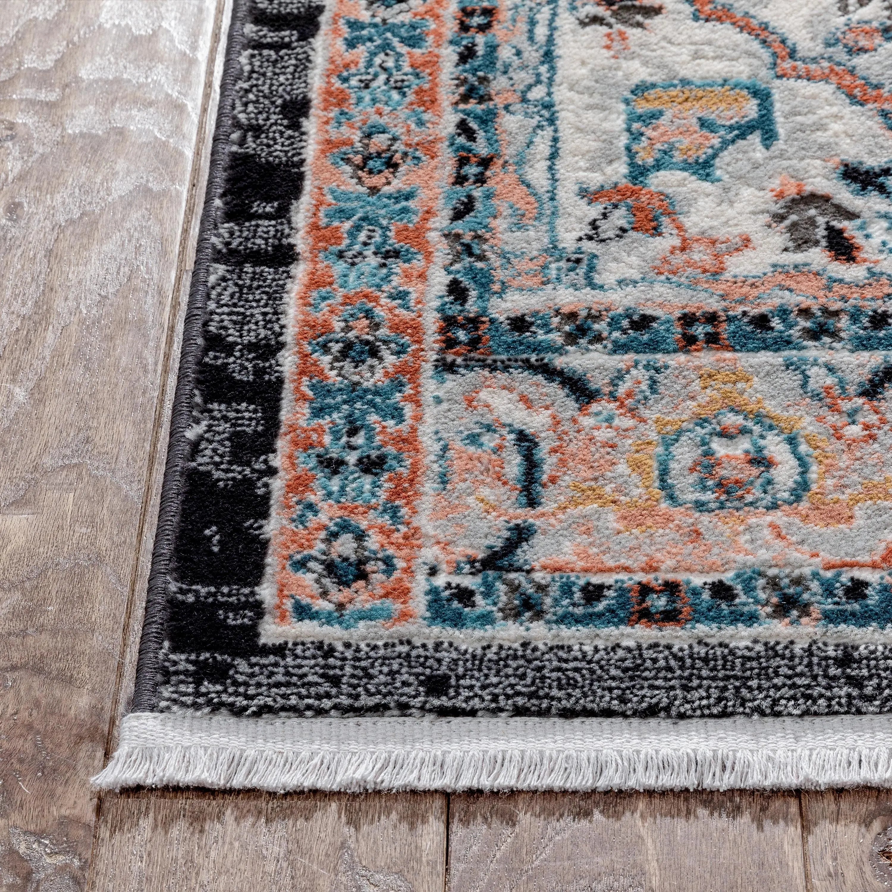 Minos Vintage Bohemian Oriental Floral Black Rug、mySite、gigharbornorthrealestate