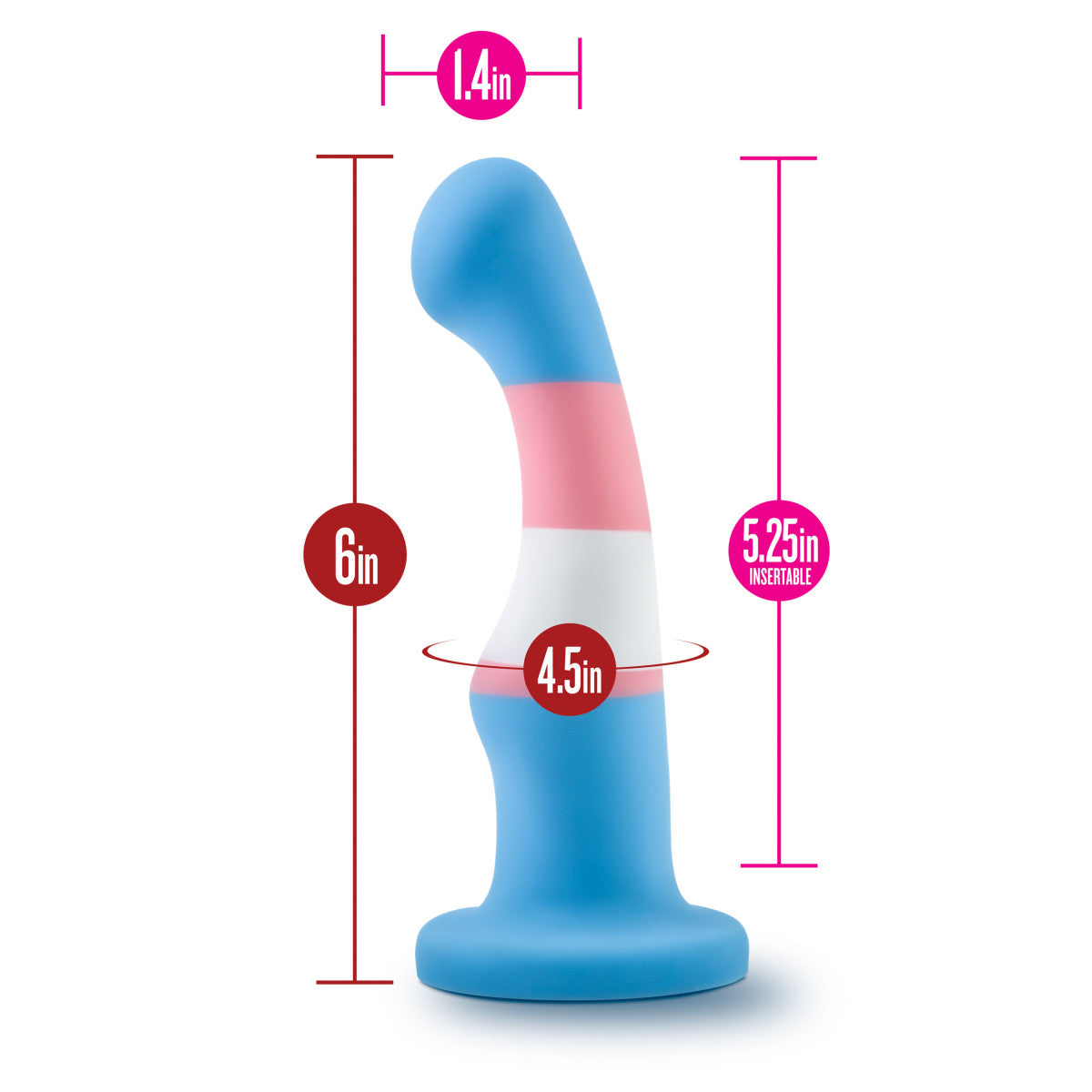 Avant By Blush® | Pride True Blue P2: Artisan 6 Inch Curved P-Spot / G-Spot Dildo with Suction Cup Base - Elegantly Made with Smooth Ultrasilk® Purio™ Silicone、mySite、bottomscart