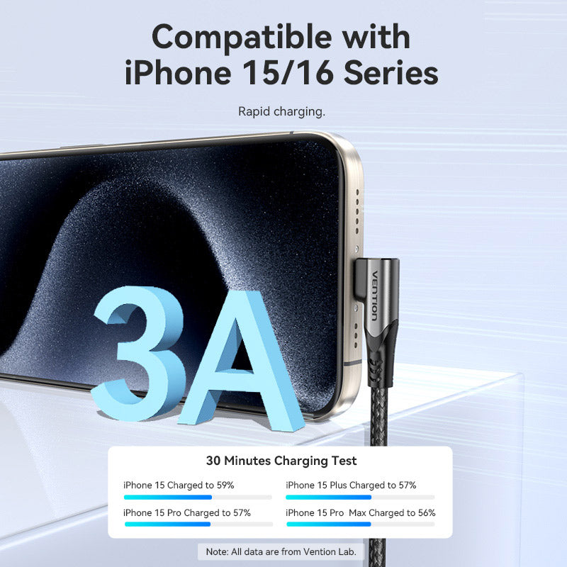 Vention USB 2.0 Type-C Male to Type-C Male Right Angle 3A Cable Aluminum Alloy Type、mySite、fannypackpong