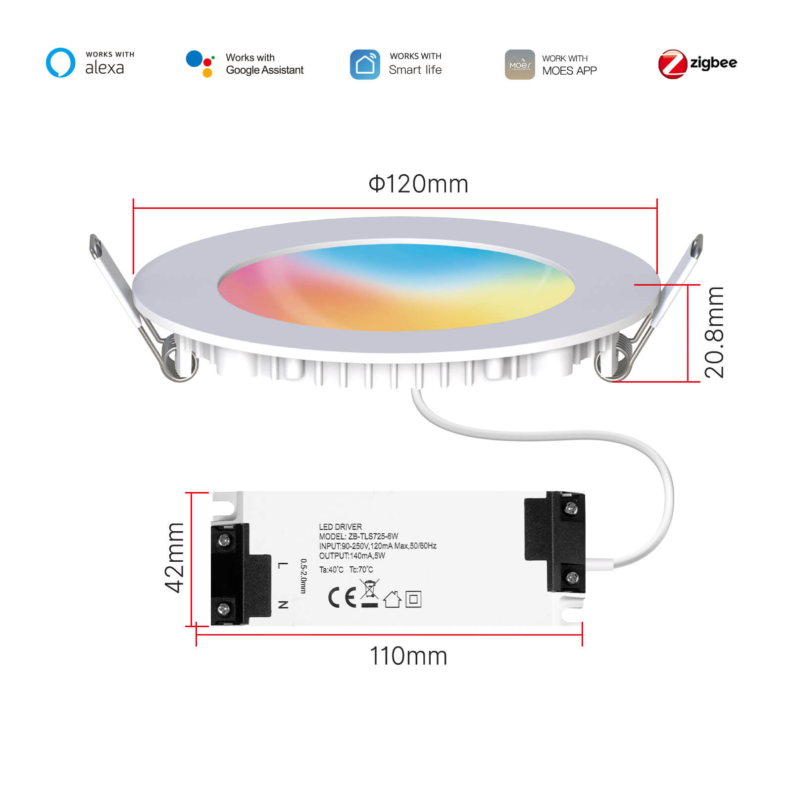 MOES ZigBee Downlight Tuya Dimming Spot lamp 6W RGB Change Warm Cool light、mySite、fannypackpong