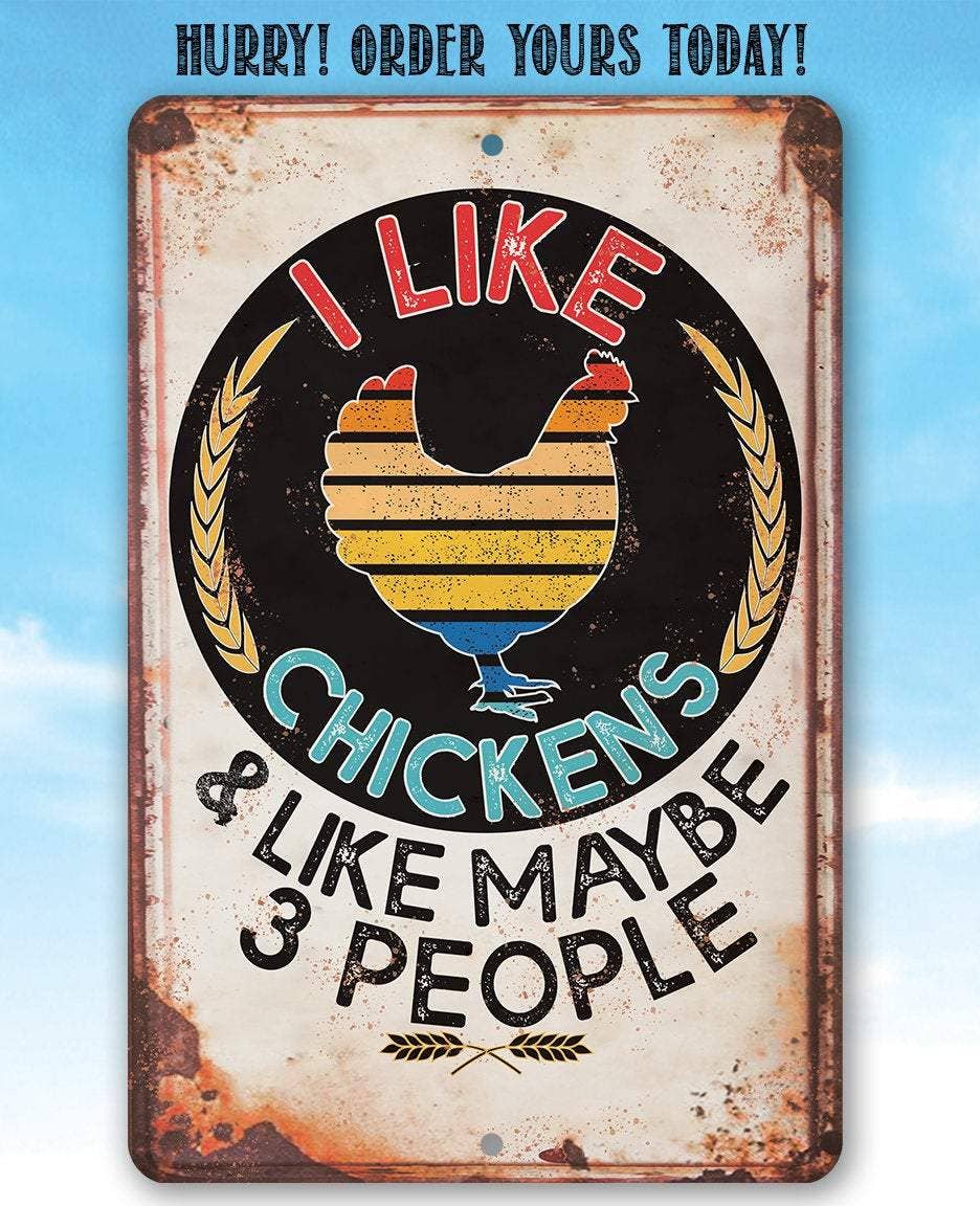 Lone Star Art - I Like Chickens - Metal Sign、mySite、g9winljtr