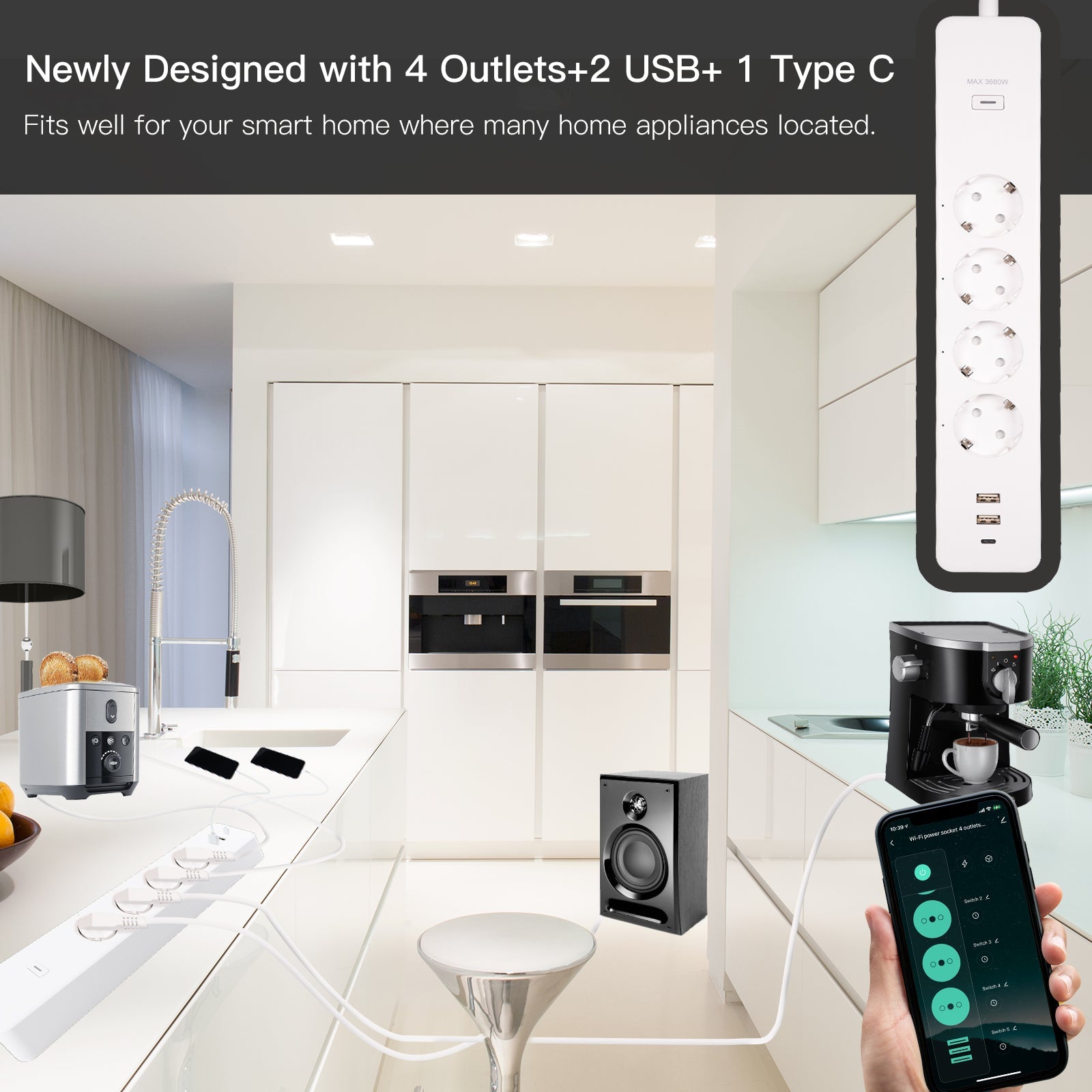 MOES WiFi Tuya Smart Power Strip Surge Protector Electric Power Monitor Socket、mySite、fannypackpong