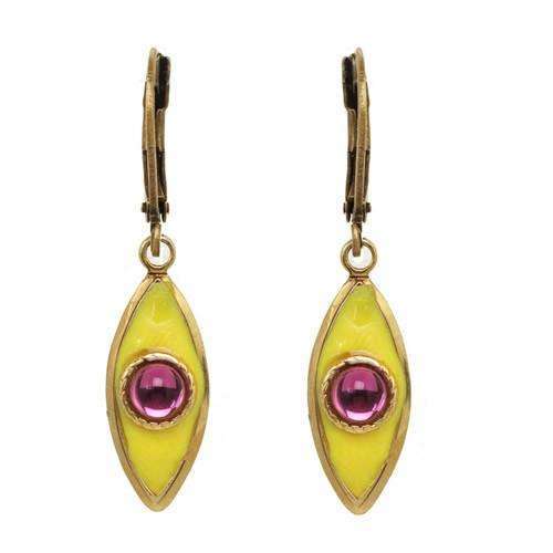 Michal Golan Yellow and Purple Evil Eye Earrings、mySite、topwebapps