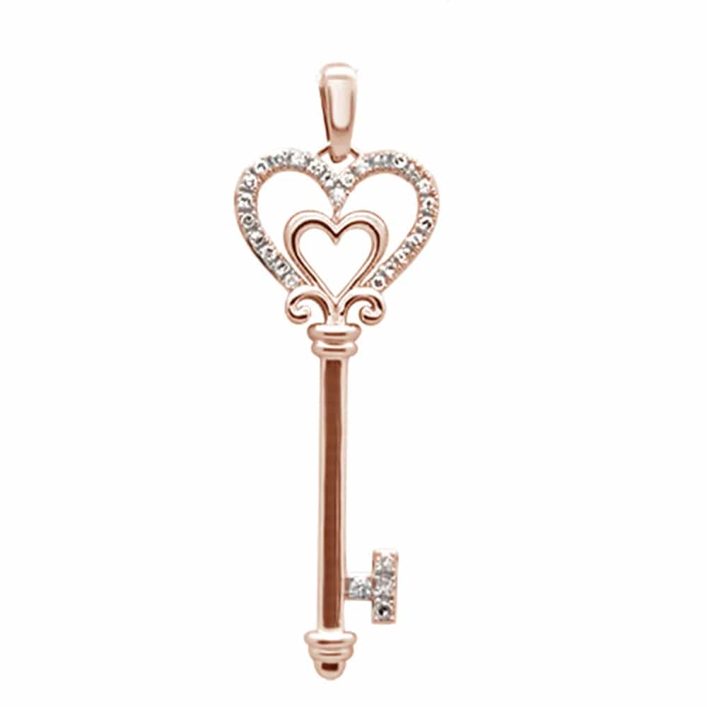 Key to My Heart Pendant 14K Rose Gold with Diamonds、mySite、g9winljtr