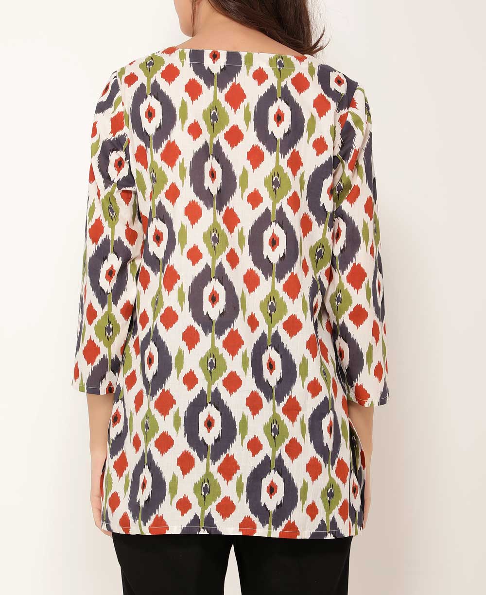 Tropical Geometry Lightweight Cotton Tunic Top、mySite、topwebapps