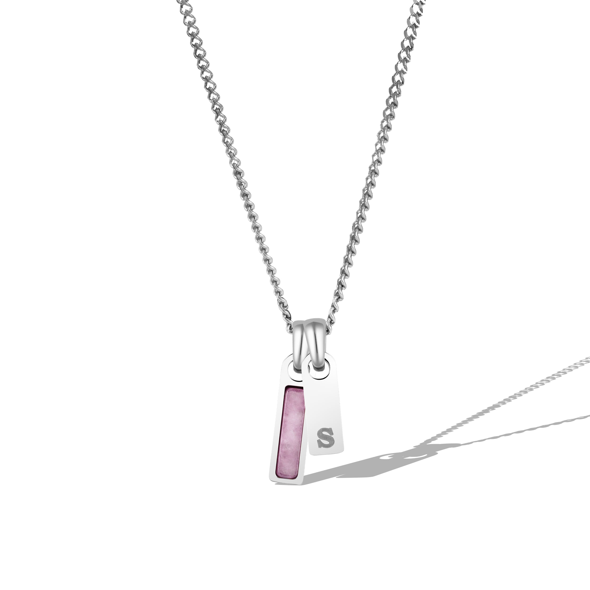 Birthstone & Initial Tag Necklace - Silver、mySite、botmansion
