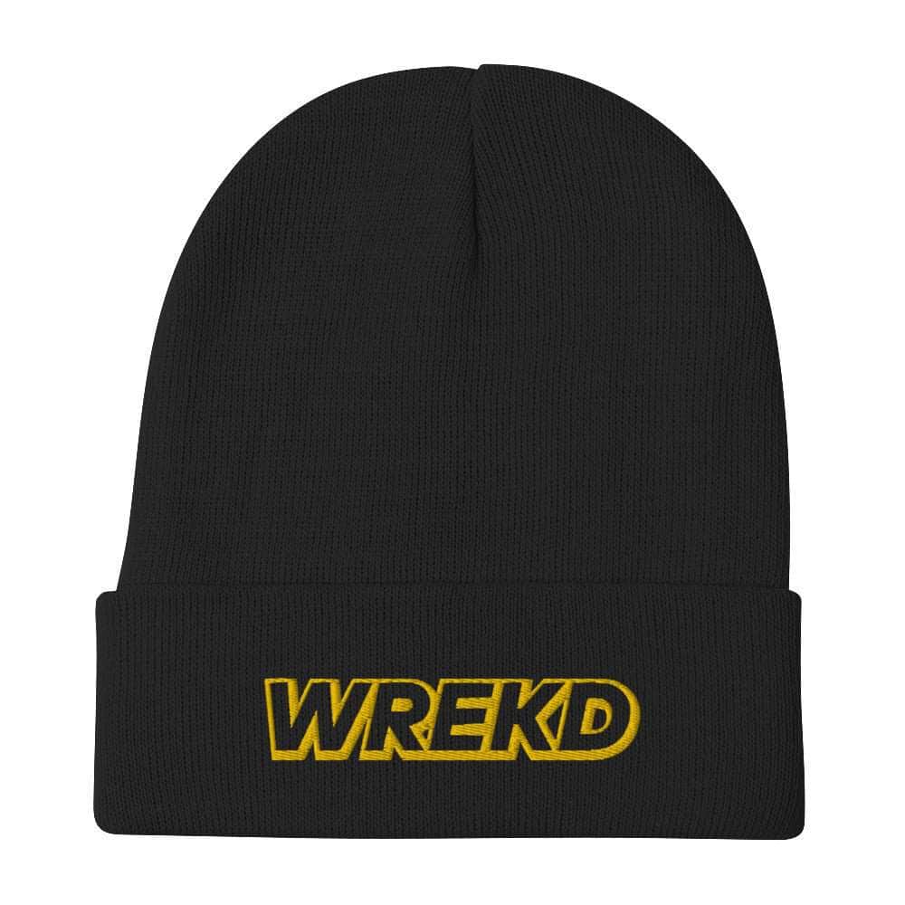  WREKD Gold on Black Logo Knit Beanie、mySite、merchandisen