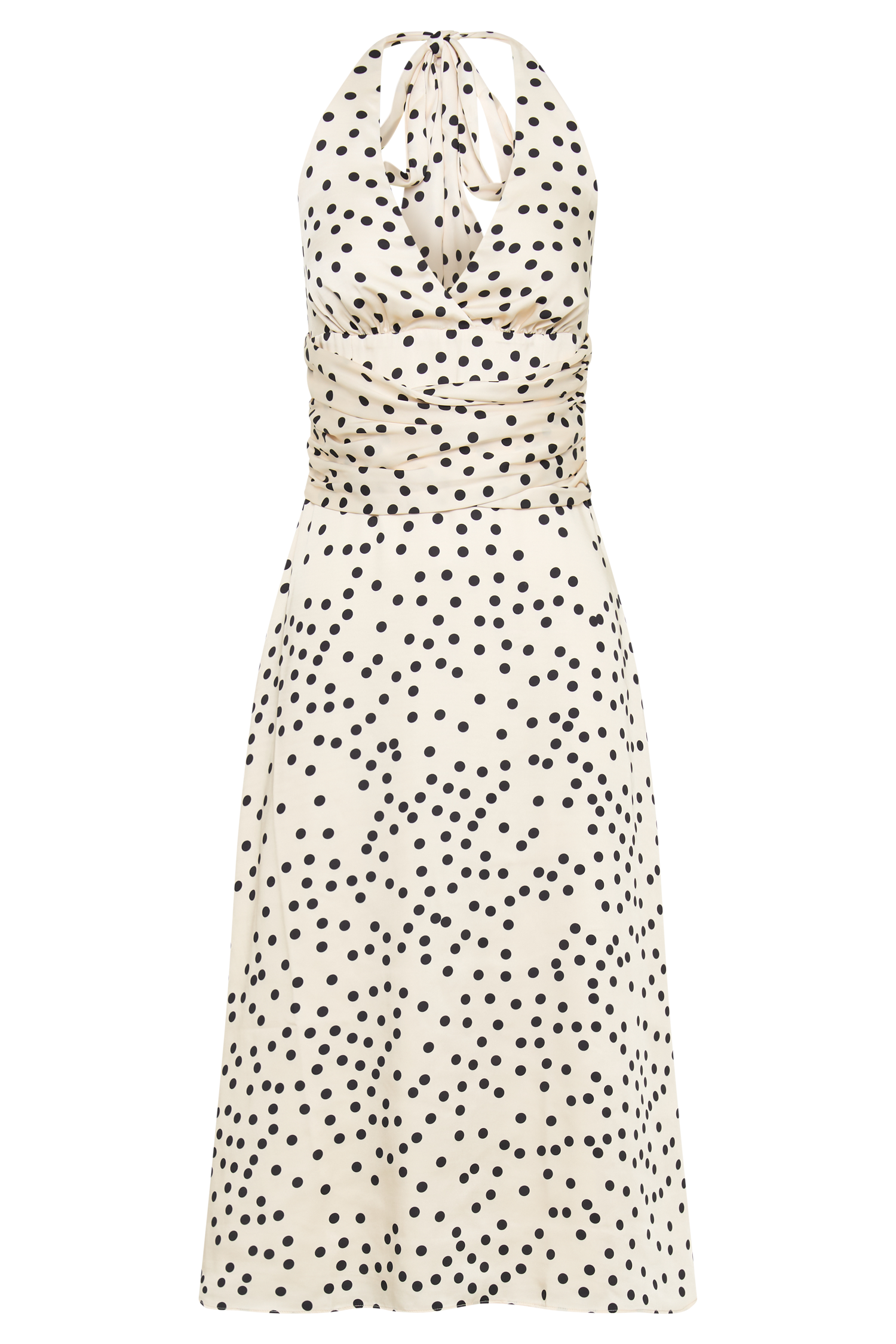 Marguerite Satin Halter Midi Dress - Polkadot、mySite、solidvoid