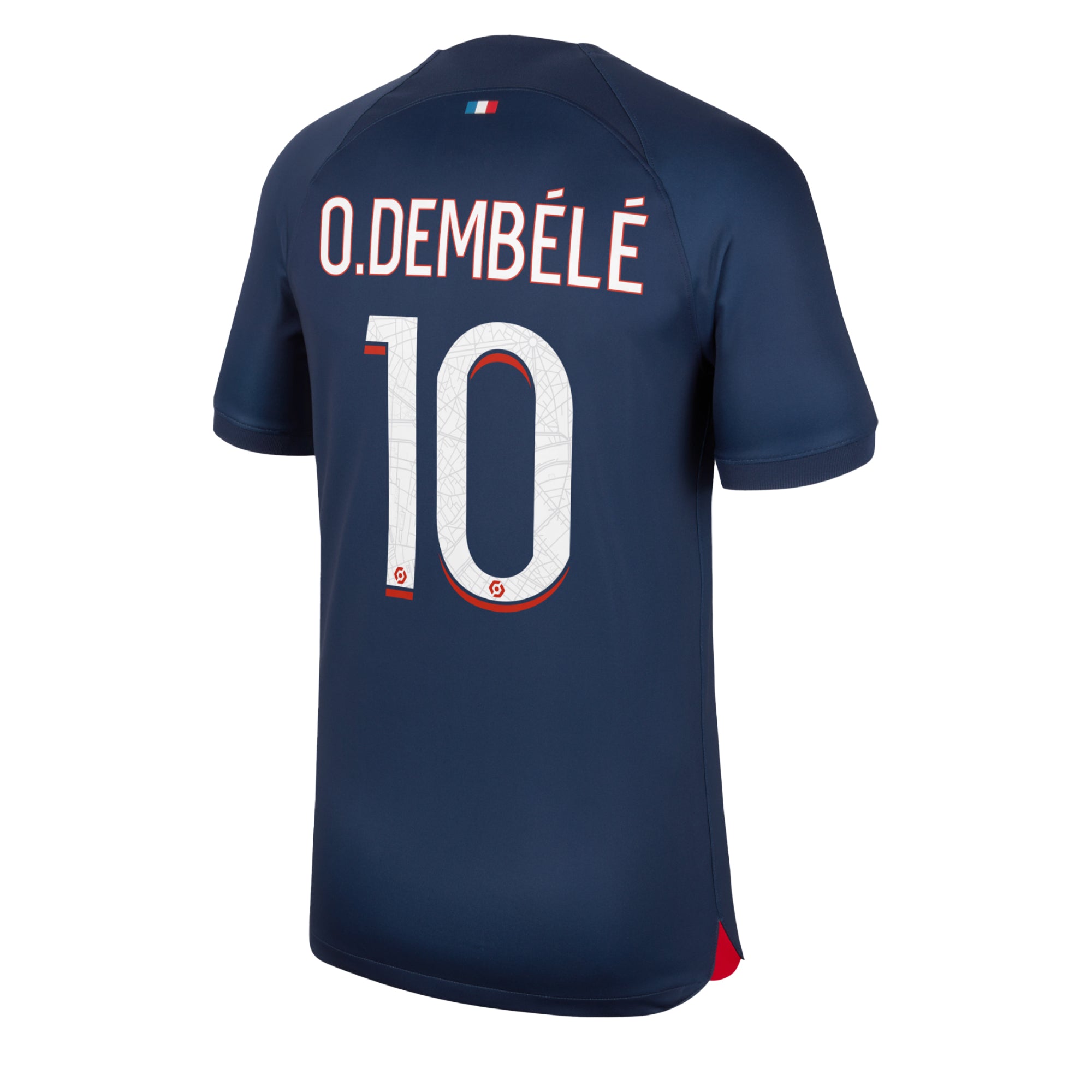 Nike Men's PSG 2023/24 Home Jersey w/ O.Dembele #10 Printing、mySite、noshort