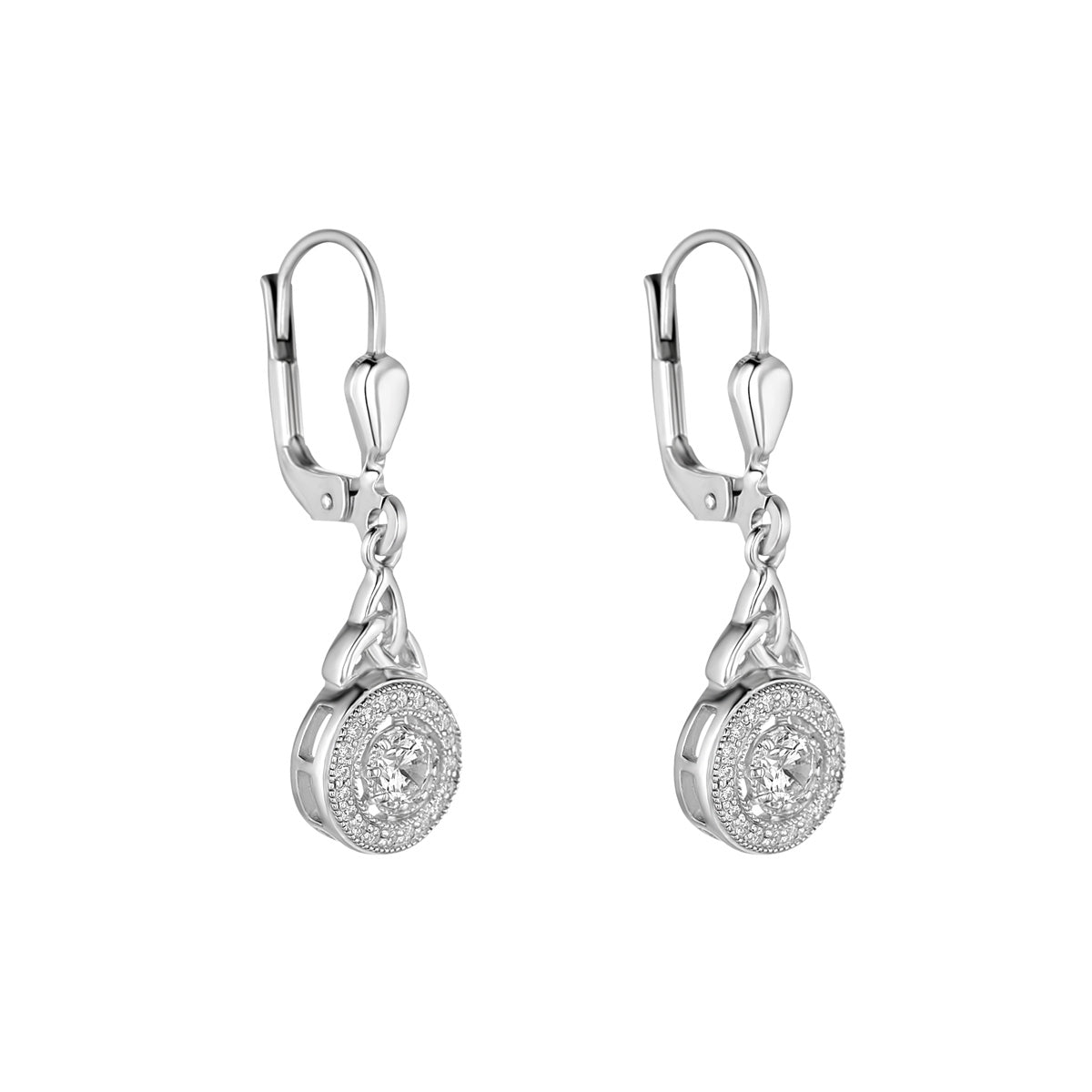  Cluster Cz Trinity Knot Drop Earrings