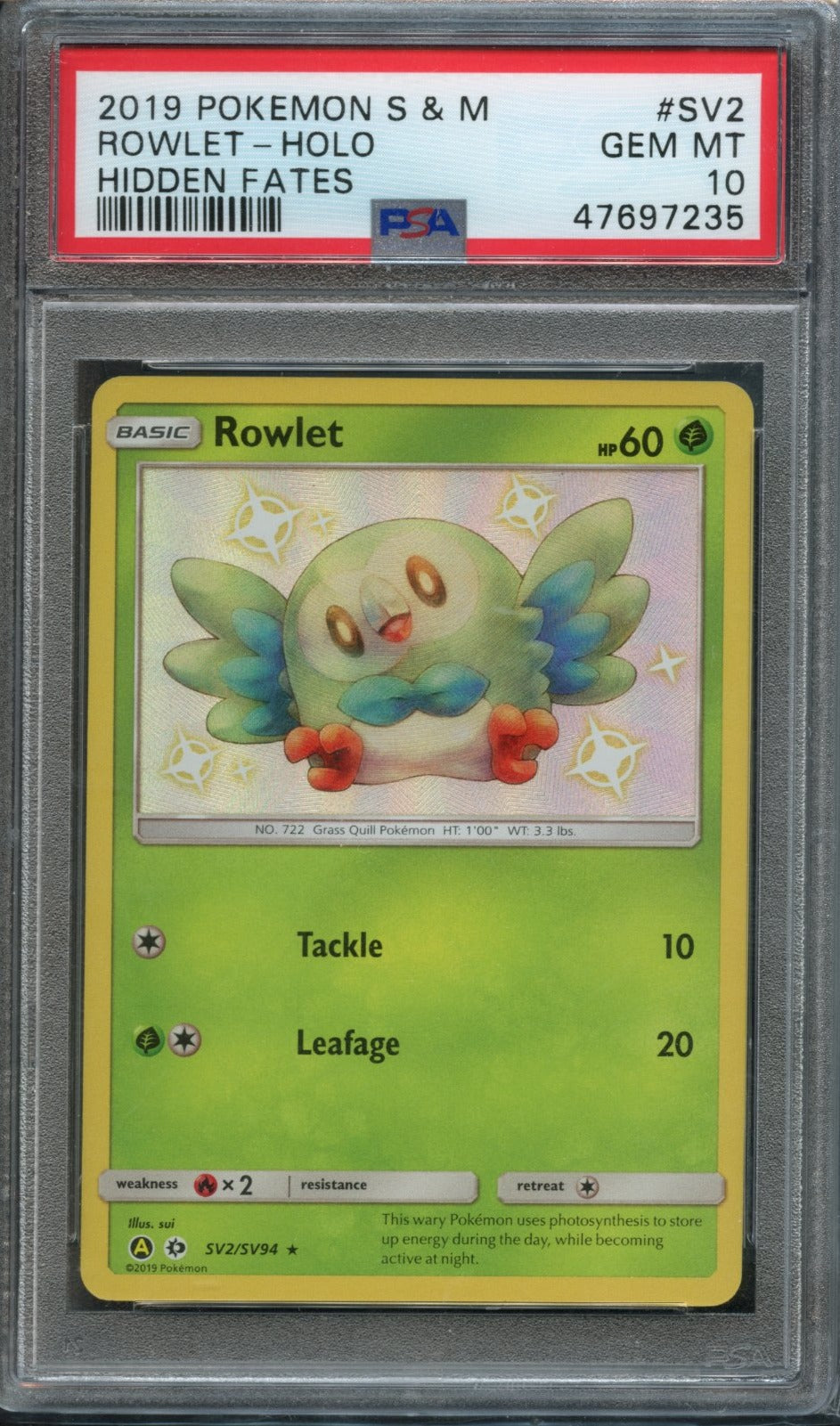 Rowlet #SV2 PSA 10 Hidden Fates、mySite、waistdrama