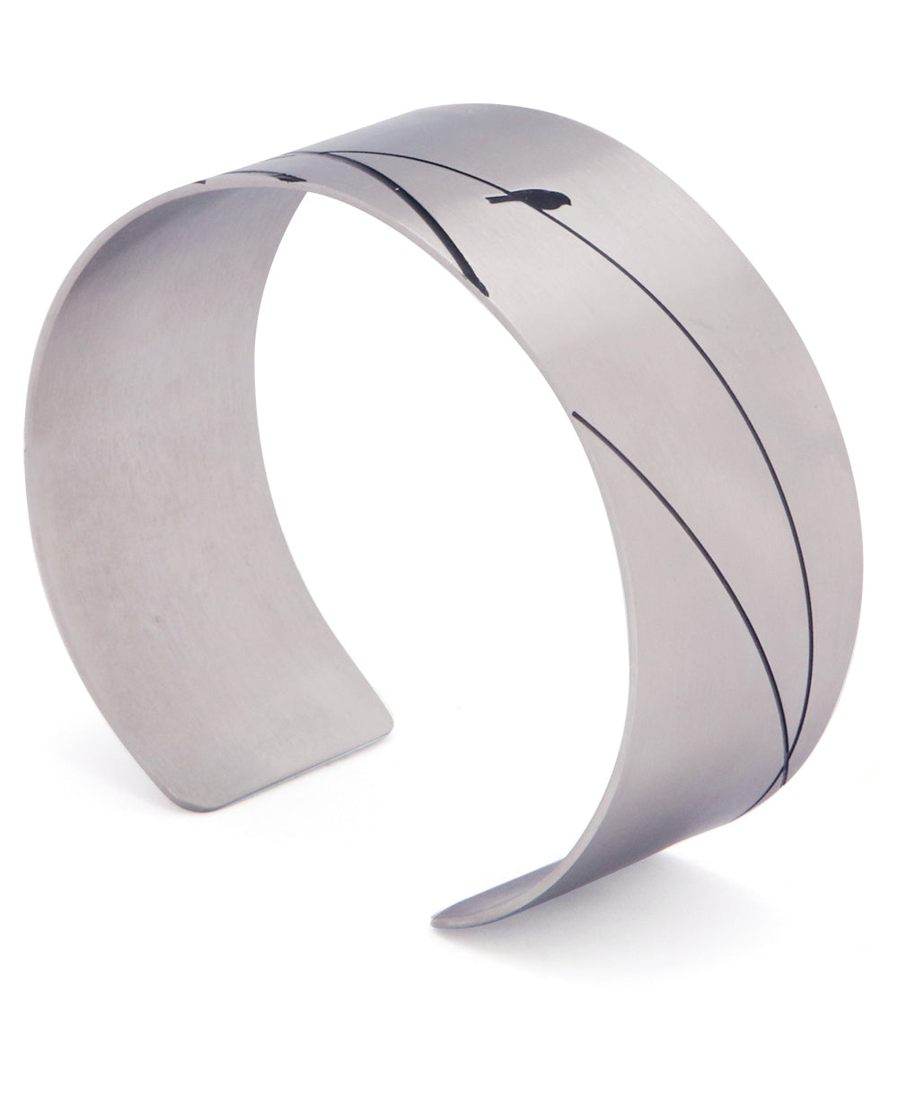 Hidden Mantra I Am Enough Bird Cuff Bracelet, Stainless Steel、mySite、topwebapps