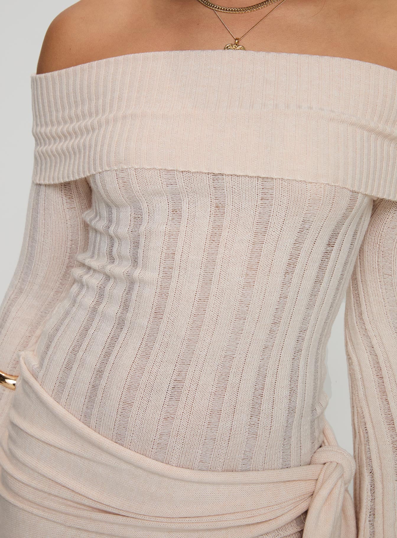 Oalie Off The Shoulder Mini Dress Cream、mySite、solidvoid