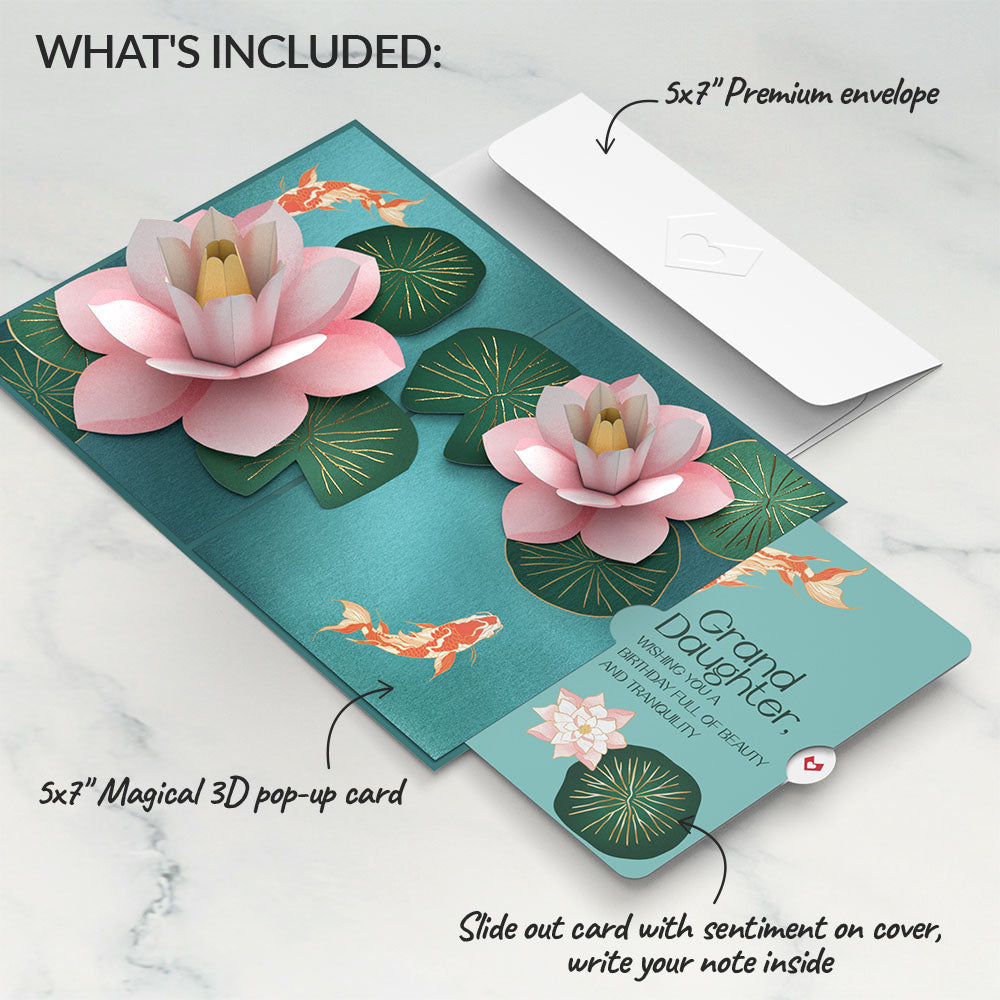 Koi Fish and Lotus Birthday Pop-Up Card and Sentiment Set for Granddaughter、mySite、solidvoid