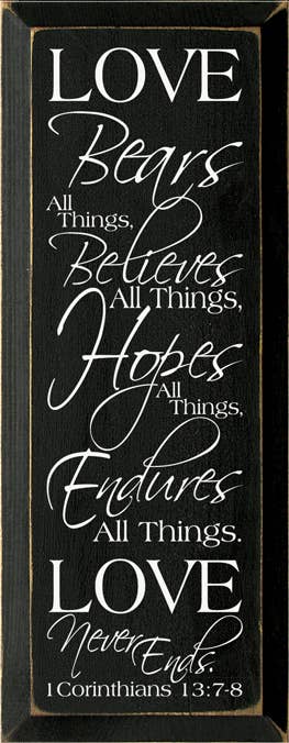 Love Bears All Things Scripture Passage Wood Sign Handmade in the USA、mySite、g9winljtr