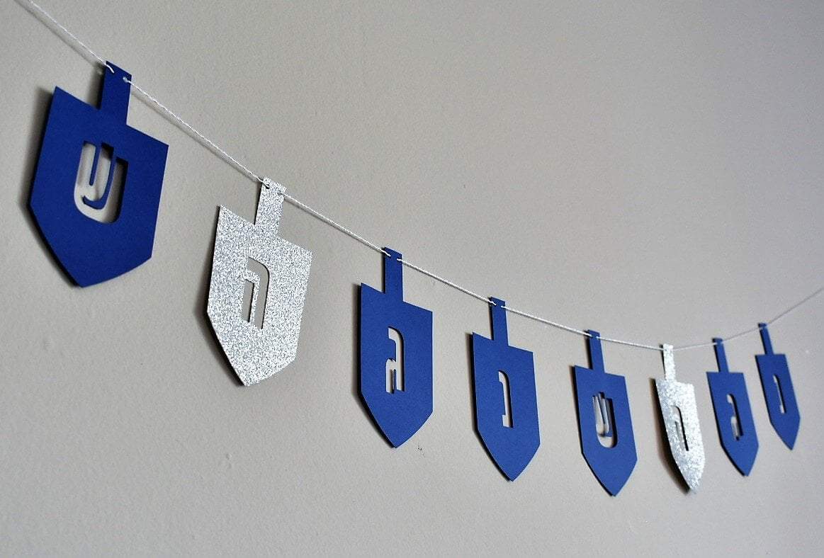 Blue and Silver Glitter Dreidel Garland、mySite、topwebapps