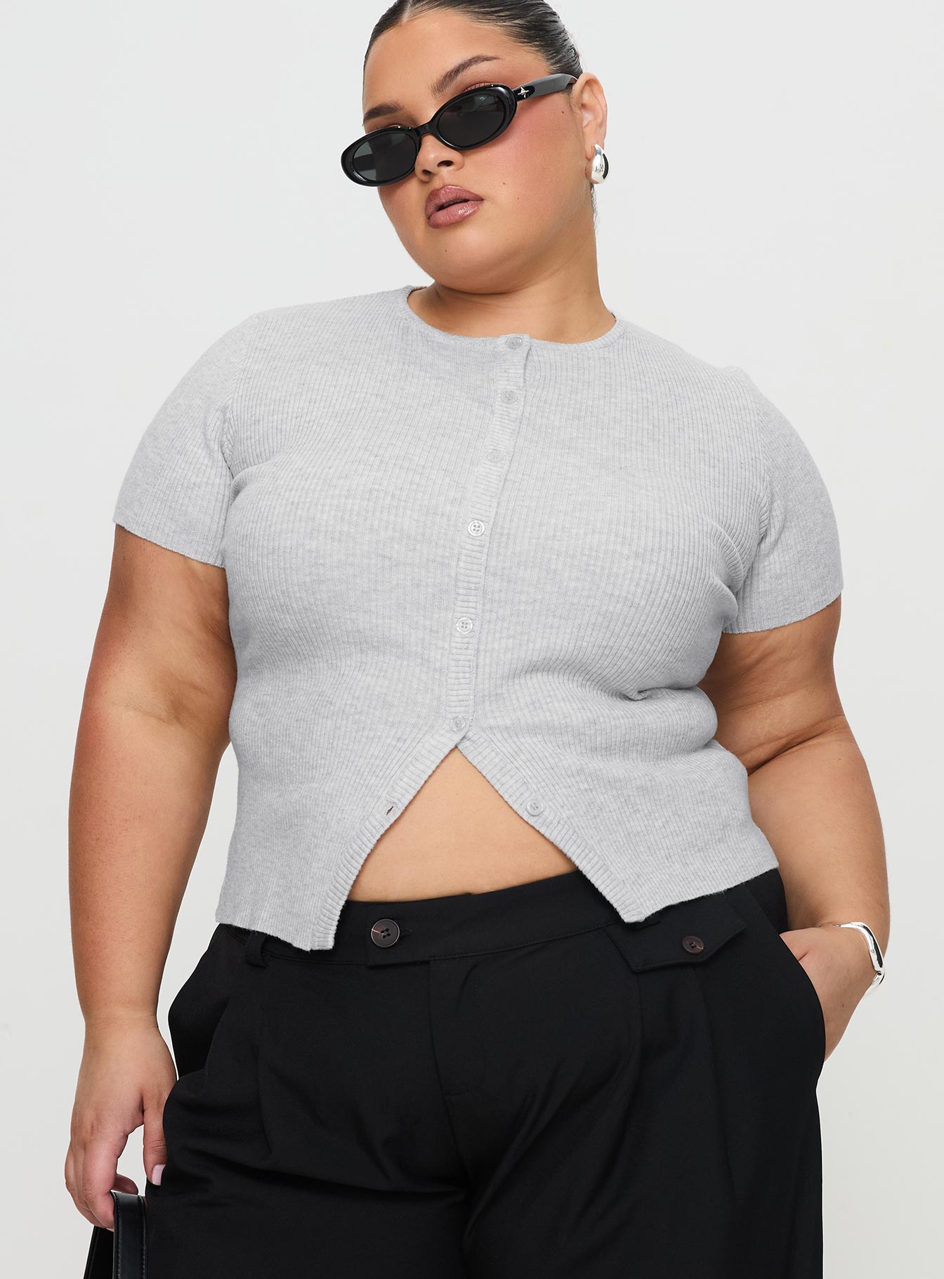 Suzu Knit Top Grey Curve、mySite、solidvoid