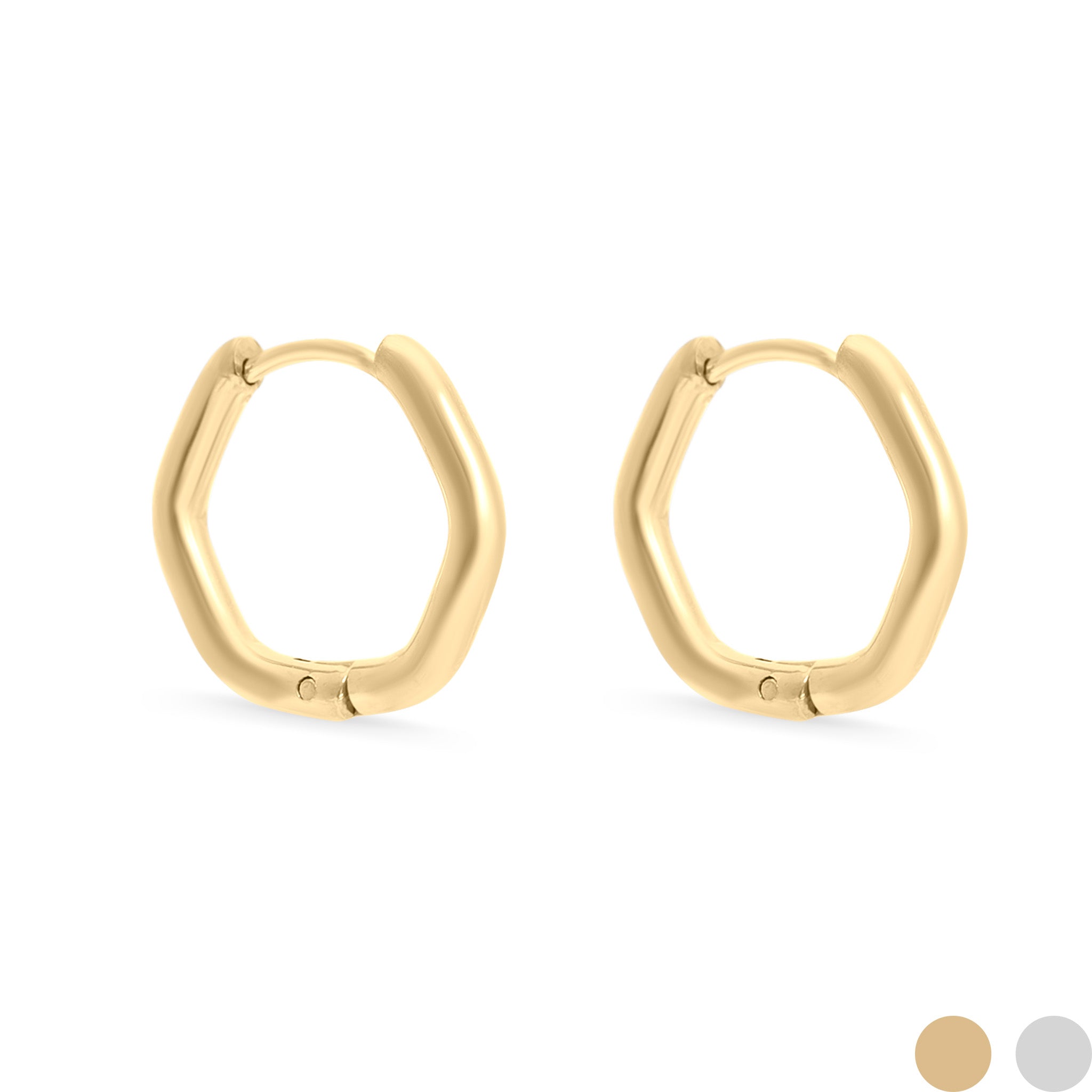 18K Gold PVD Stainless Steel Rounded Geometric Huggie Hoop Earrings / ERJ0006、mySite、dreamappss