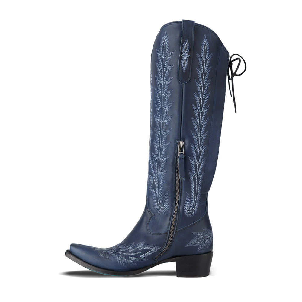 Lexington Knee High Corset Embroidered Snip Toe Zippered Cowboy Boots、mySite、gtrtttuynbv