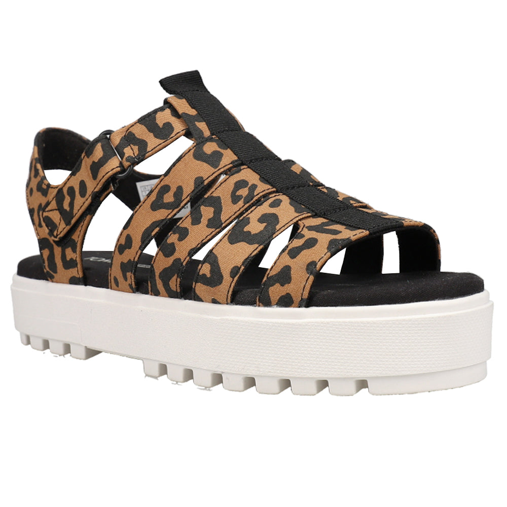 Fisherman Lug Leopard Print Platform Sandals、mySite、gtrtttuynbv