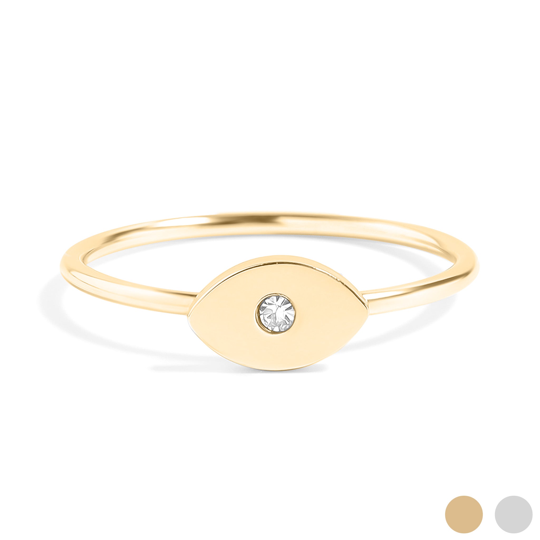 18K Gold PVD Stainless Steel CZ Stone Evil Eye Symbol Ring / ZRJ0004、mySite、dreamappss