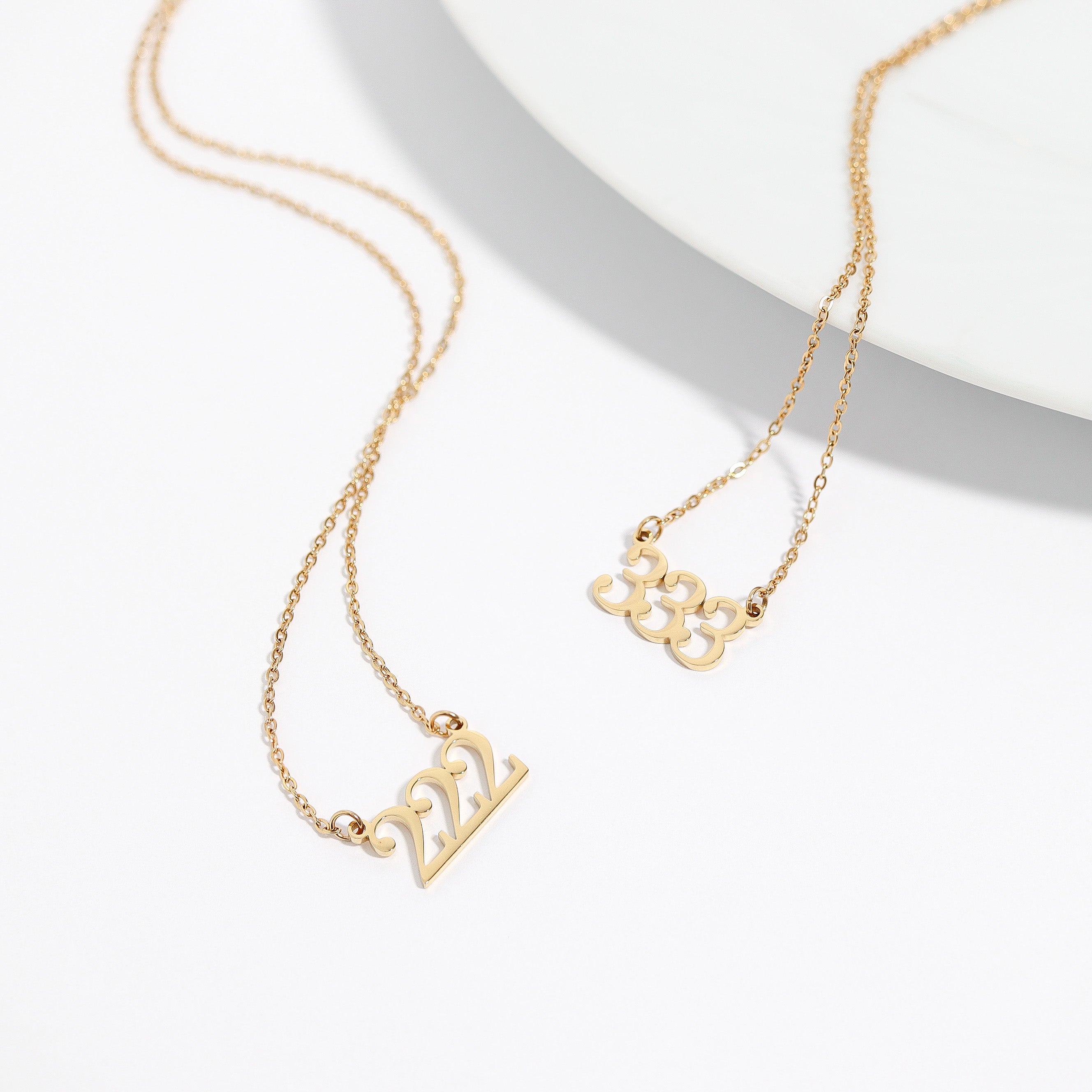 27 pc 18K Gold PVD Stainless Steel Angel Number Necklace Set / BND0052、mySite、dreamappss