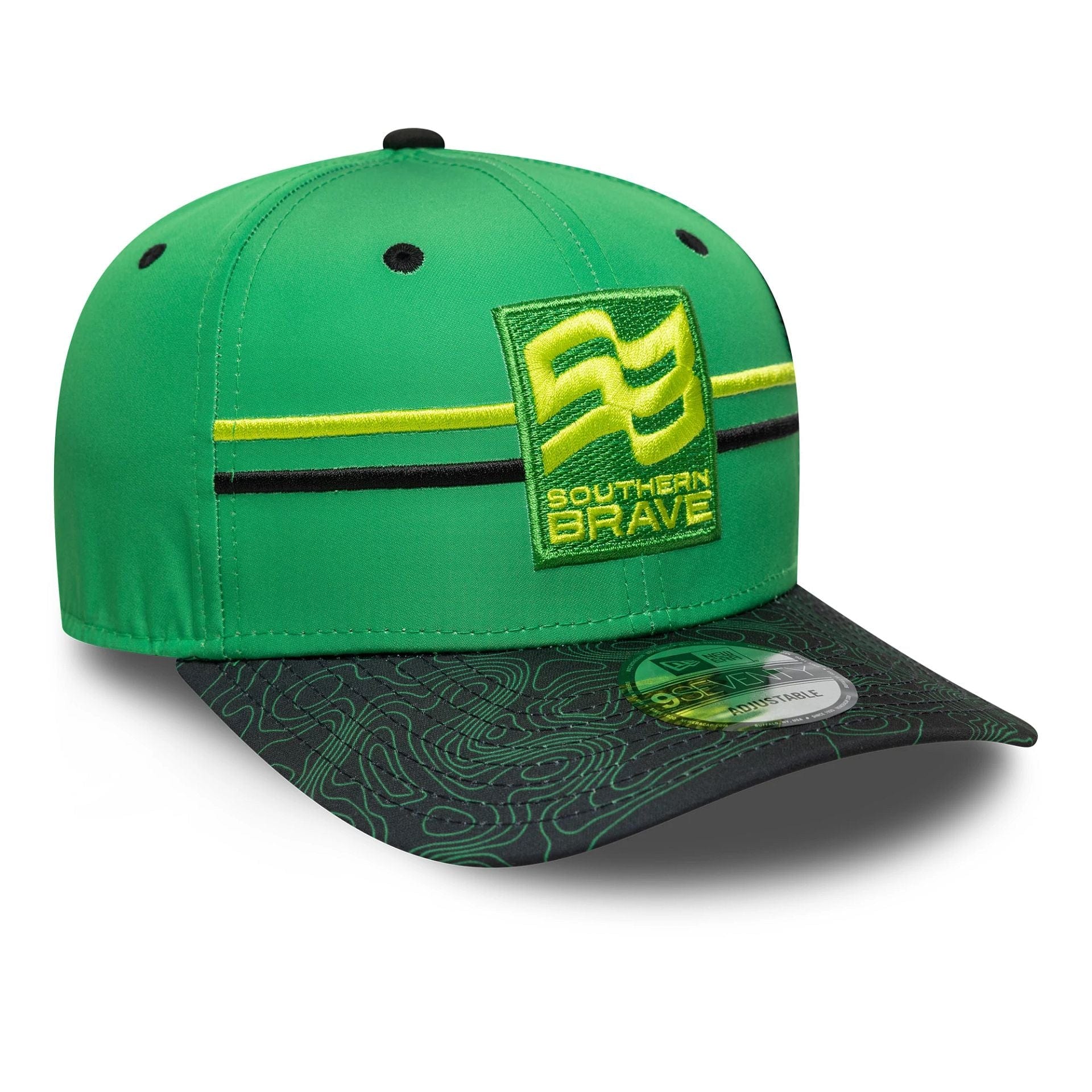 Southern Brave The Hundred 2025 All Over Print Bright Green 9SEVENTY Stretch Snap Adjustable Cap、mySite、vikingsvslions