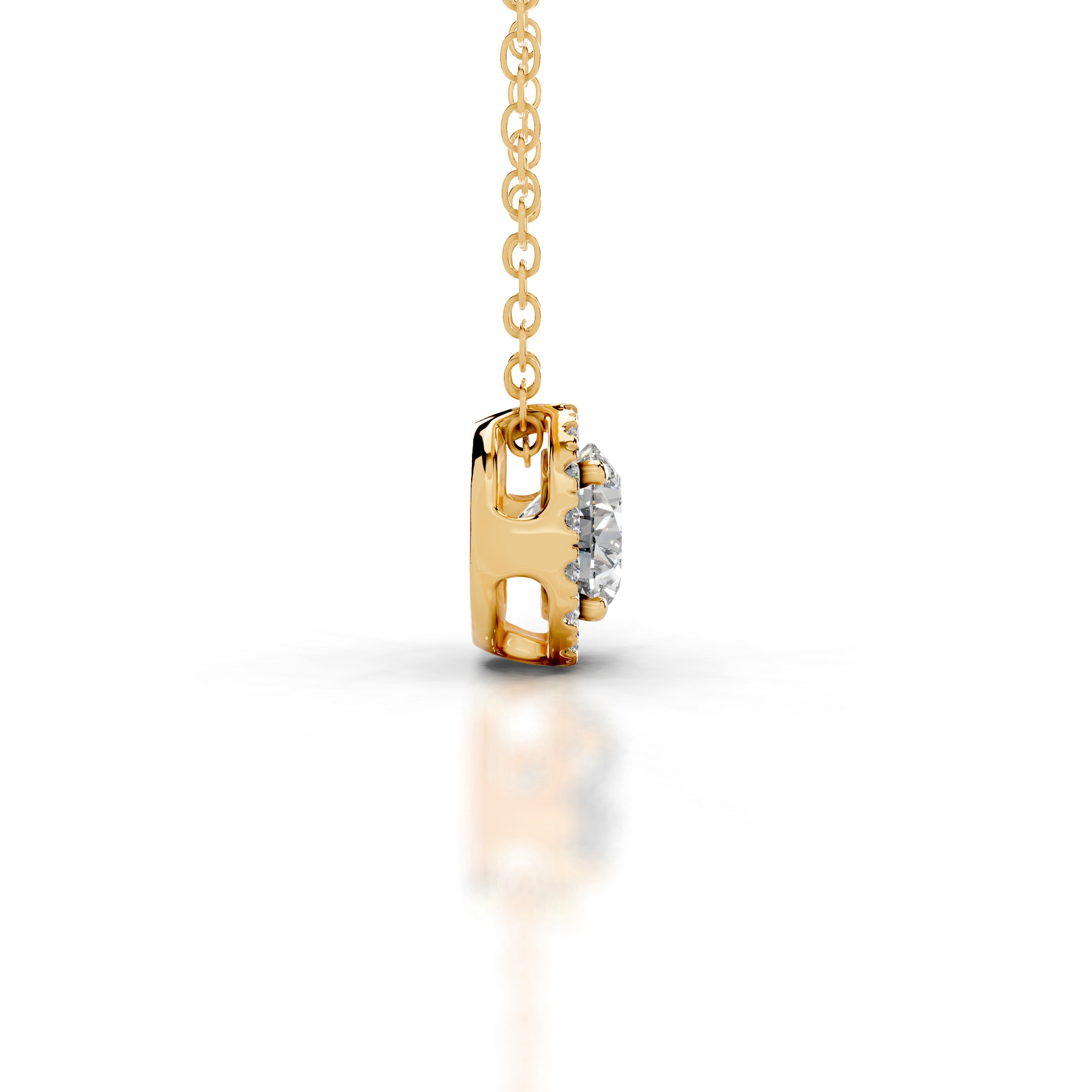 Adele Diamond Halo Pendant - 18K Yellow Gold、mySite、hinf8tx79