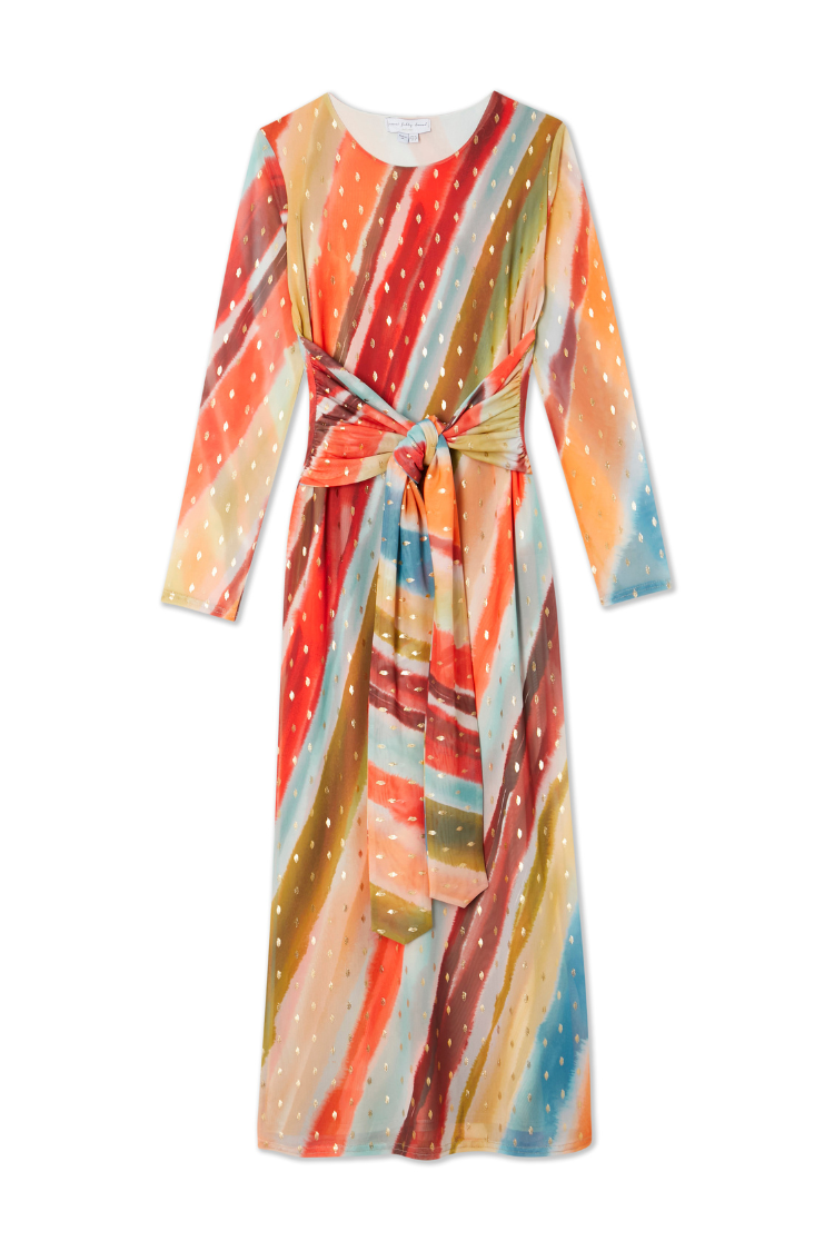 Sunset Stripe Mesh Midi Dress、mySite、solidvoid