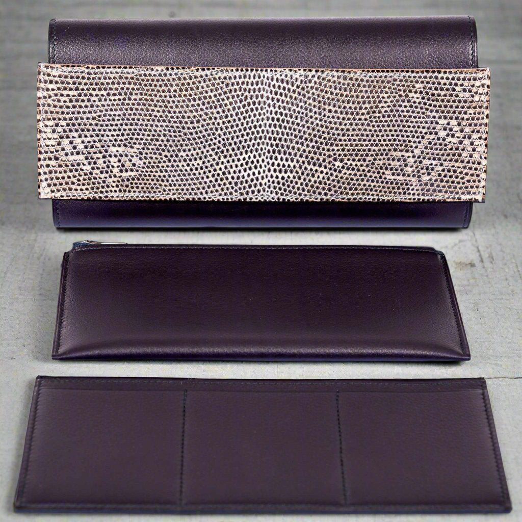 Hermès Bleu Indigo Evergrain & Lez Lisse Lizard Portefeuille Passant Long、mySite、garminoutage.com