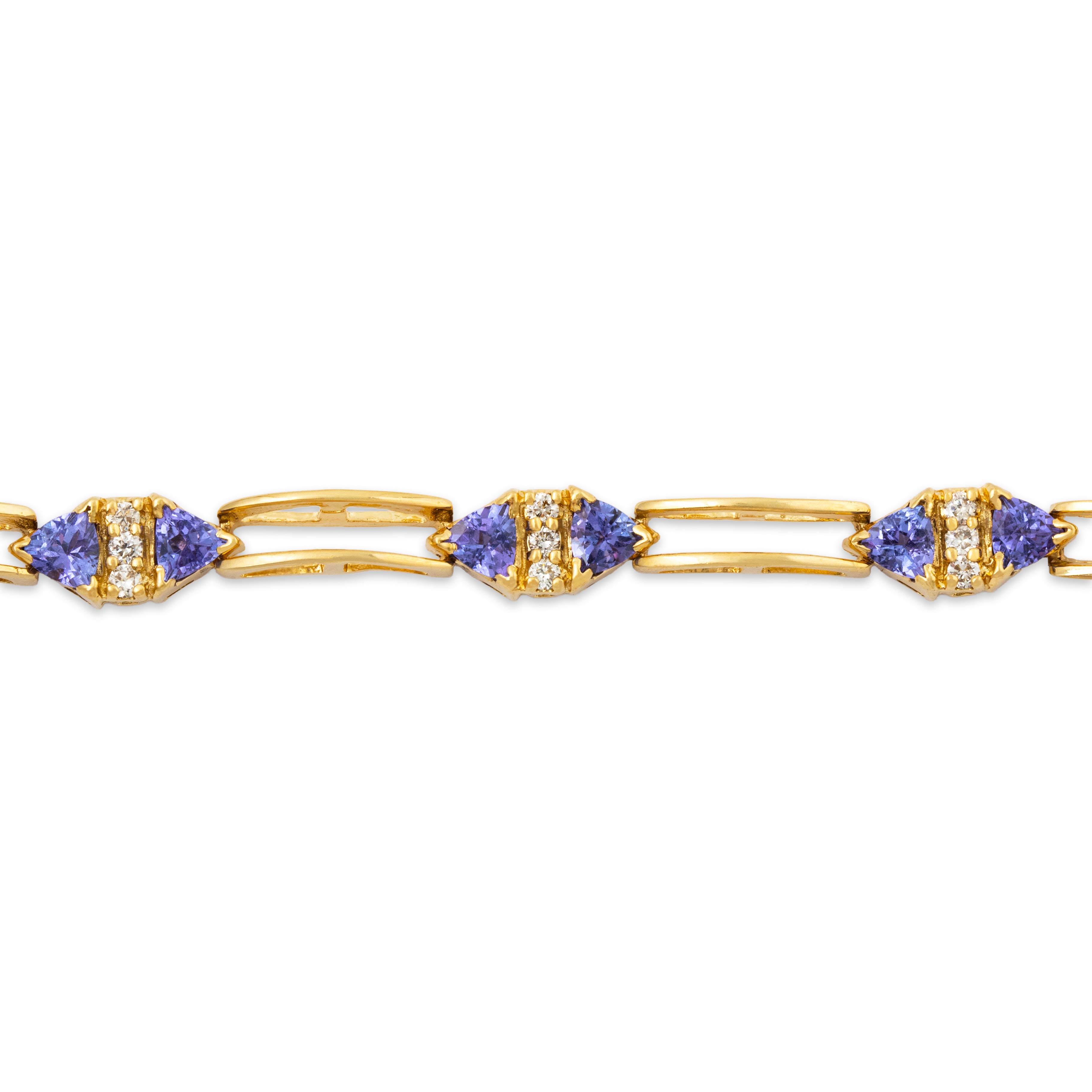 Vintage 14k Yellow Gold 2.4cttw Tanzanite .504cttw Diamond Station Bracelet 7、mySite、hinf8tx79