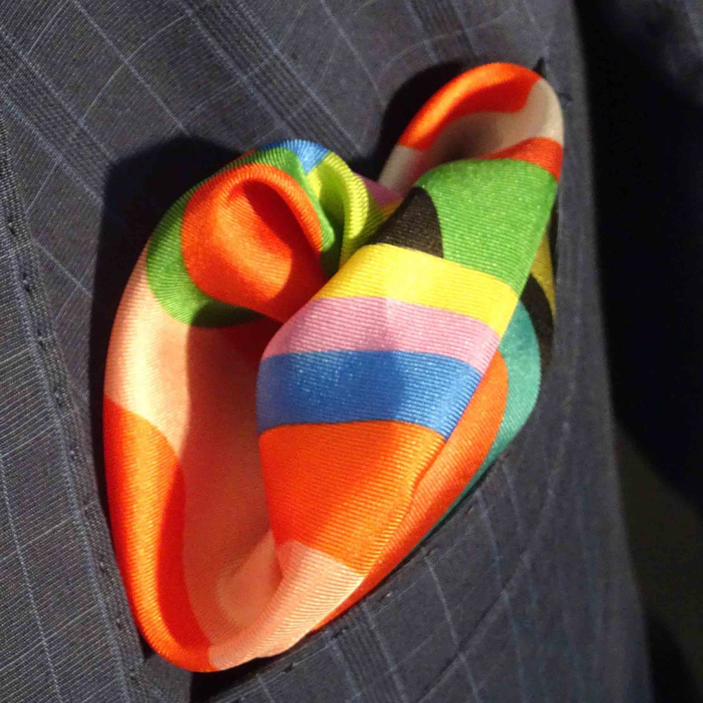 Silk Twill Pocket Square RAINBOW SYMPHONY by Orequo、mySite、neckold