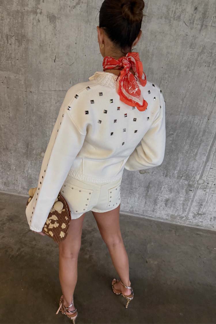 Ecru Studded Cardigan、mySite、solidvoid