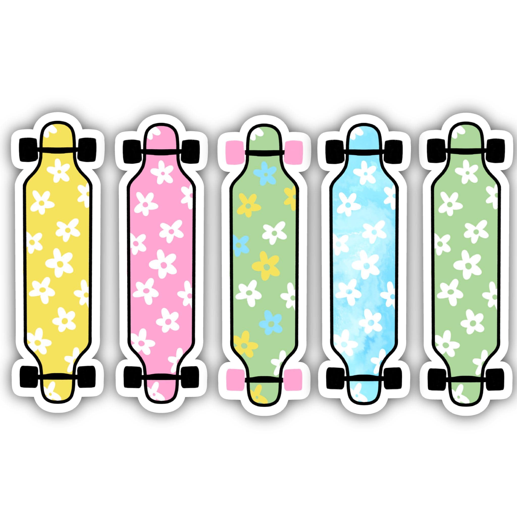  Floral Longboard Aesthetic Sticker 5 Pack、mySite、elrpsem3k
