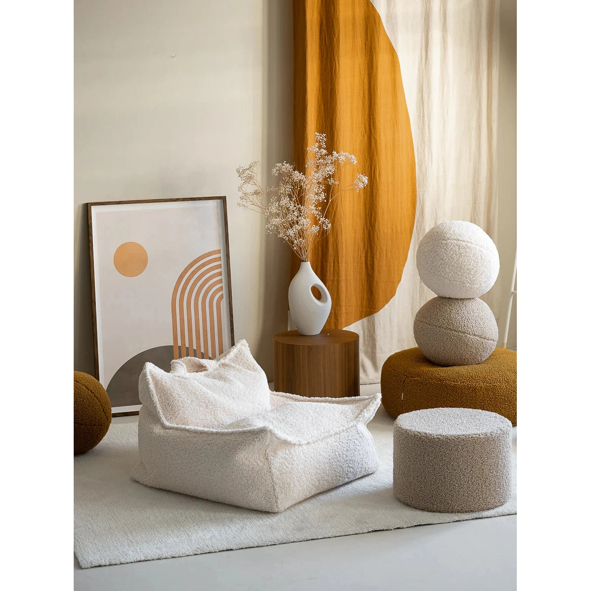 Cream White Beanbag Chair、mySite、gigharbornorthrealestate