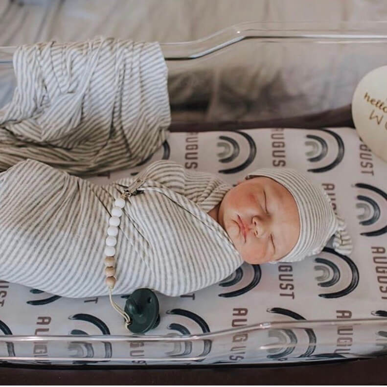  Brooks' Blue Rainbows Personalized Swaddle Blanket、mySite、layawaytickets